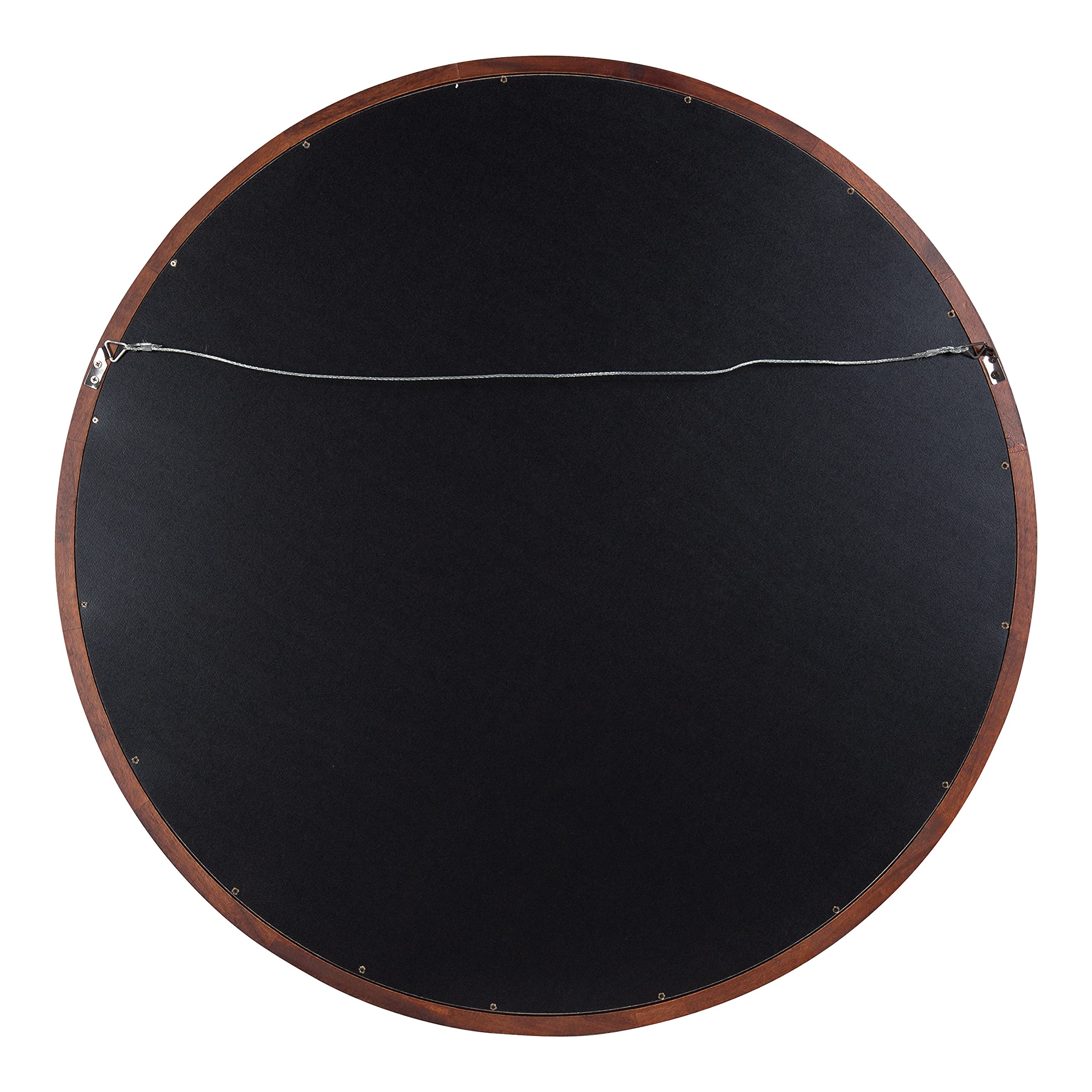 Kate & Laurel Hogan Farmhouse Round Wall Mirror - 32 Inch Diameter Walnut Brown - Modern Decorative Mirror for Living Room, Bedroom, Entryway & Home Decor