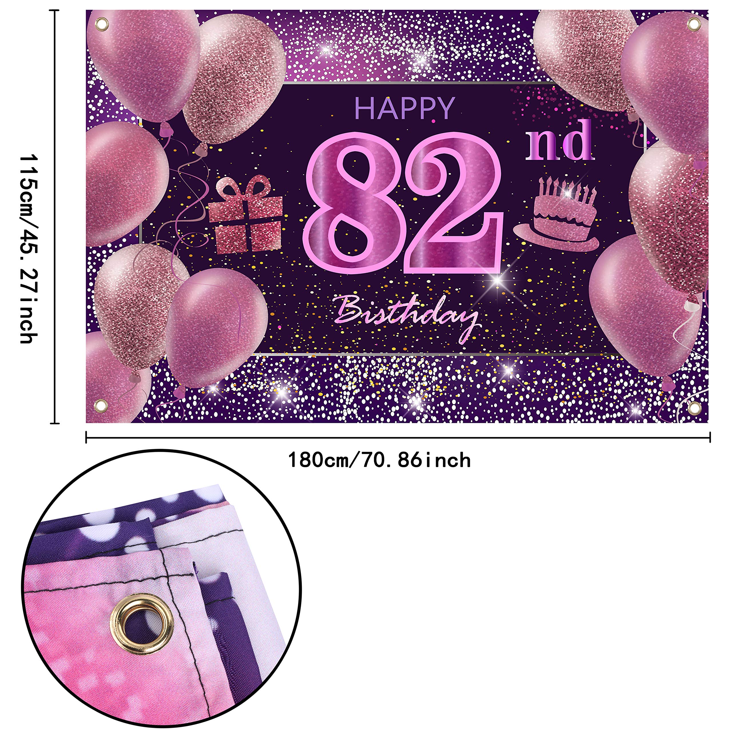 IMISI Happy 82nd Birthday Banner & Party Decorations for Women - Pink Birthday Backdrop for Grandmother's Milestone Celebration | Perfect for Surprise Parties, Retirement Celebrations & Family Gatherings