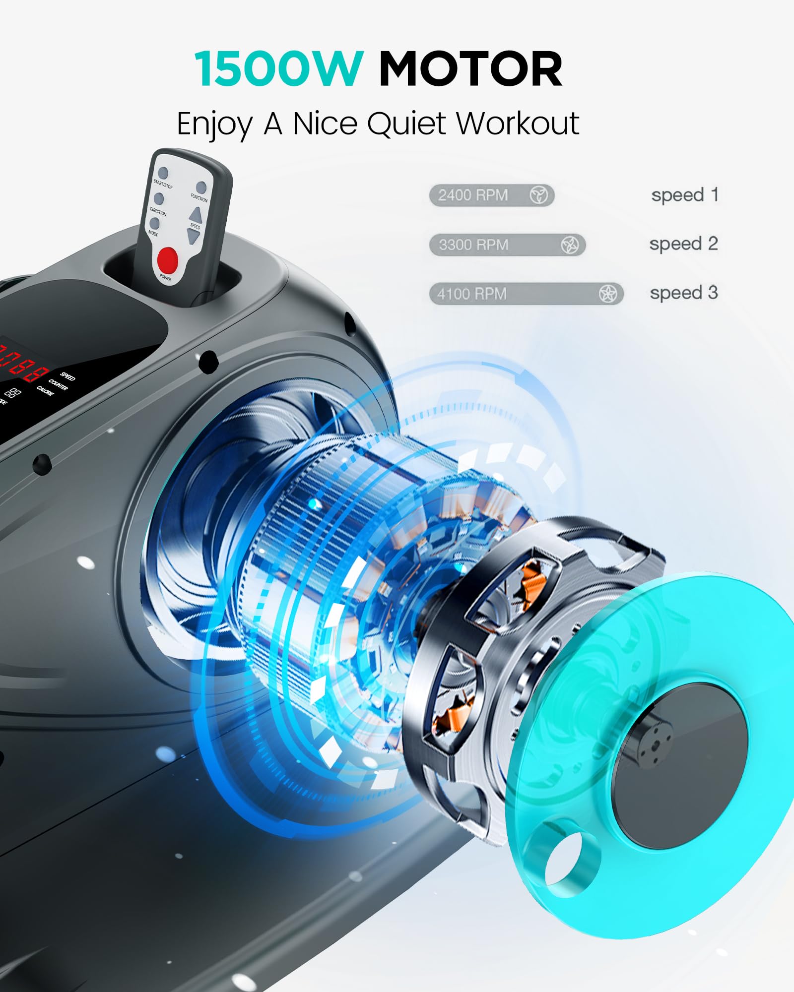 Under Desk Elliptical Machine - 10 Speed Levels, Remote Control, Quiet Leg Exerciser for Home & Office - Perfect for Seated Workouts, TV Watching & Home Gym Training