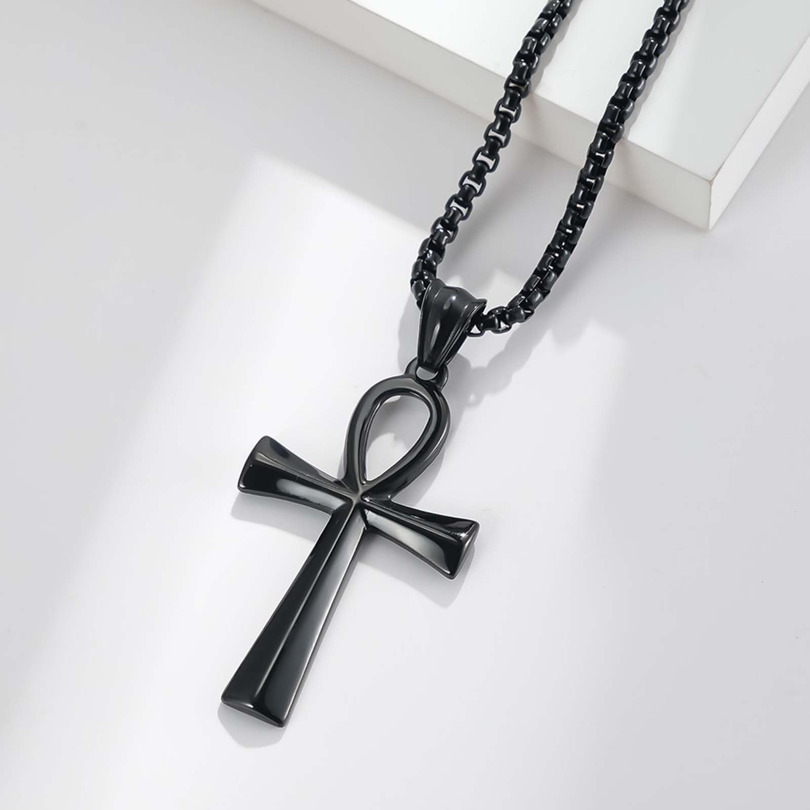Stainless Steel Ankh Cross Pendant Necklace for Men & Women - Egyptian Symbol Jewelry for Everyday Wear, Gifts & Spiritual Protection