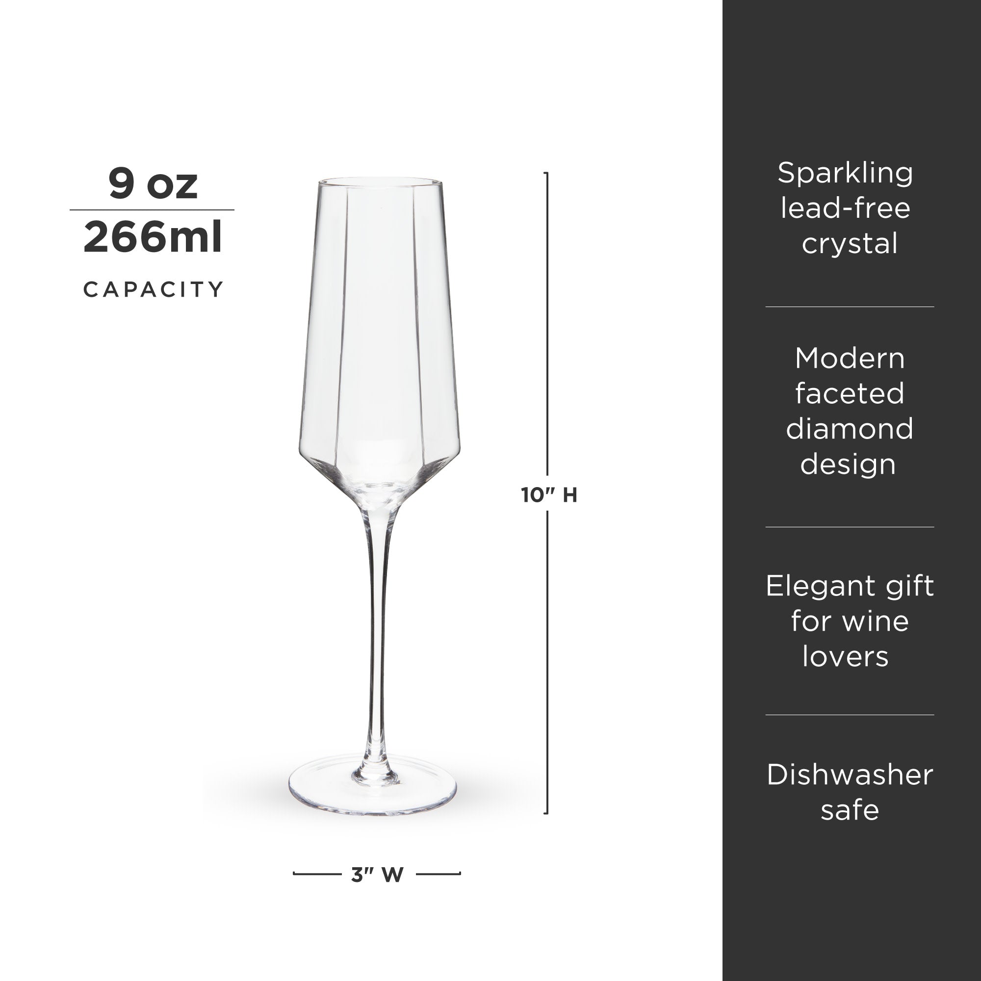 Premium Seneca Diamond Crystal Champagne Flutes Set of 2 - Elegant Stemware for Wedding Toasts, Anniversary Celebrations & Romantic Dinners - Dishwasher Safe Lead-Free Glass