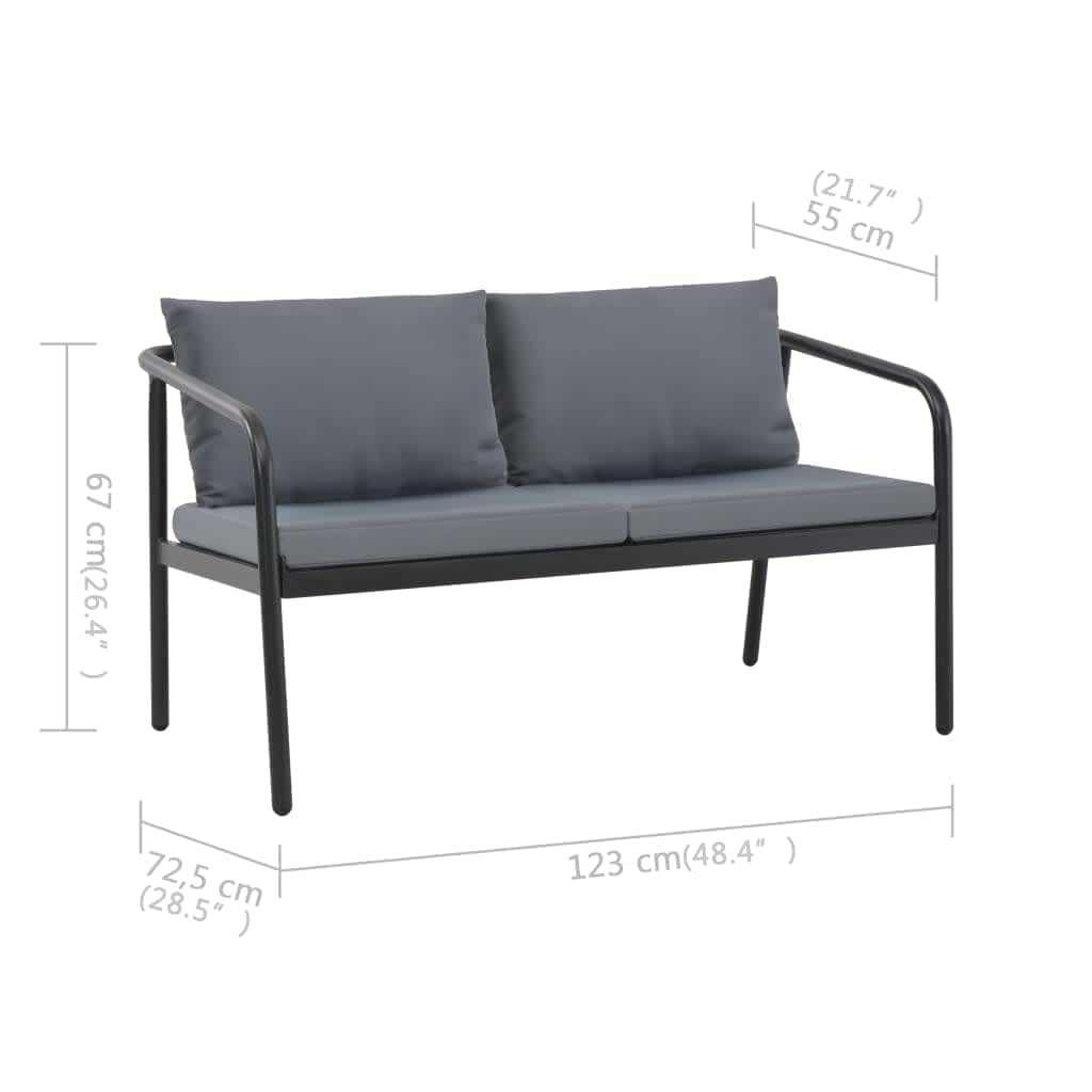 Outdoor Sectional Sofa Set - 2 Seater Patio Furniture with Gray Cushions & Aluminum Frame for Garden, Balcony, Backyard - Perfect for Relaxing, Entertaining & Outdoor Lounging