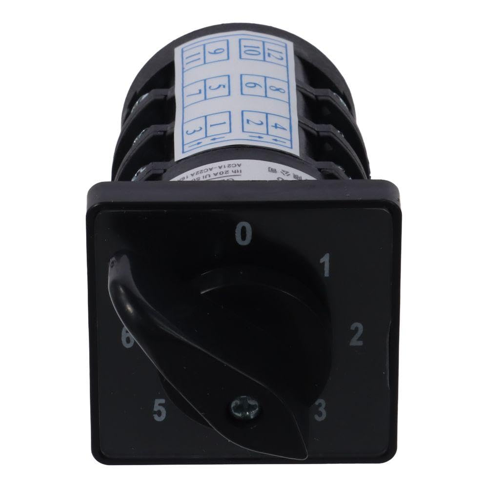 20A 500V 4-Way 7-Position Rotary Changeover Selector Switch - Heavy Duty Electrical Selector for Industrial Equipment, Generator Transfer, and Power Distribution Systems