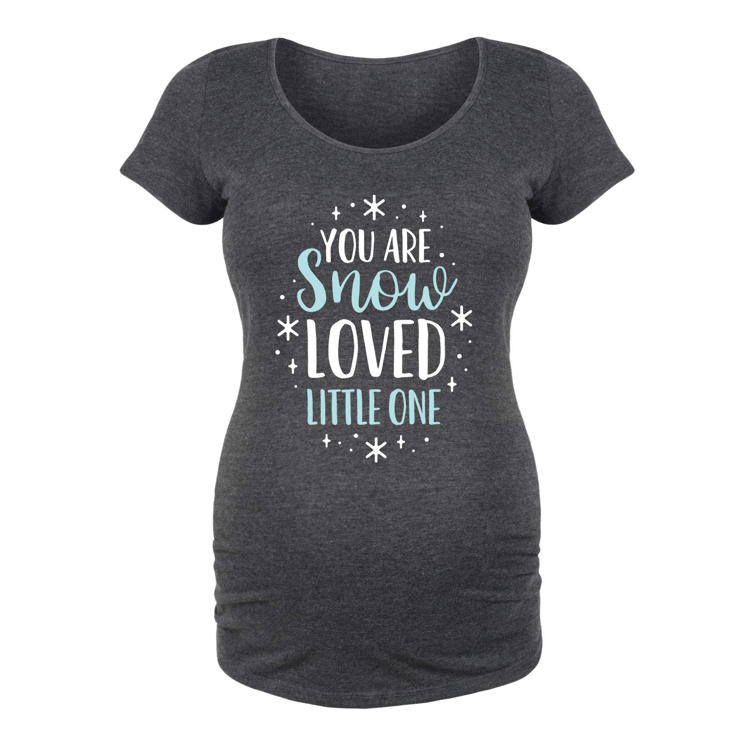 Bloom Maternity - Snow Loved - Soft Maternity Scoop Neck T-Shirt for Pregnant Women | Comfortable & Stretchy Pregnancy Top | Perfect for Everyday Wear, Maternity Photos & Baby Showers