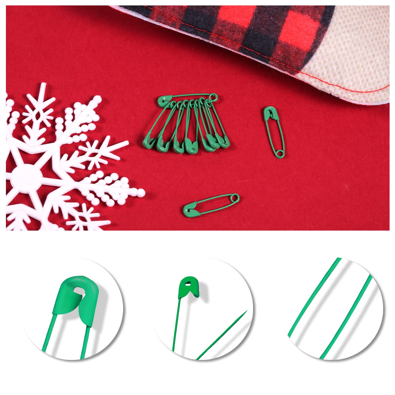120pcs Dark Green Safety Pins - 19mm Nickel Plated Stainless Steel Small Pins for Clothing, DIY, Arts & Crafts, Jewelry Making - Perfect for Christmas Decorations, Gift Wrapping & Party Favors