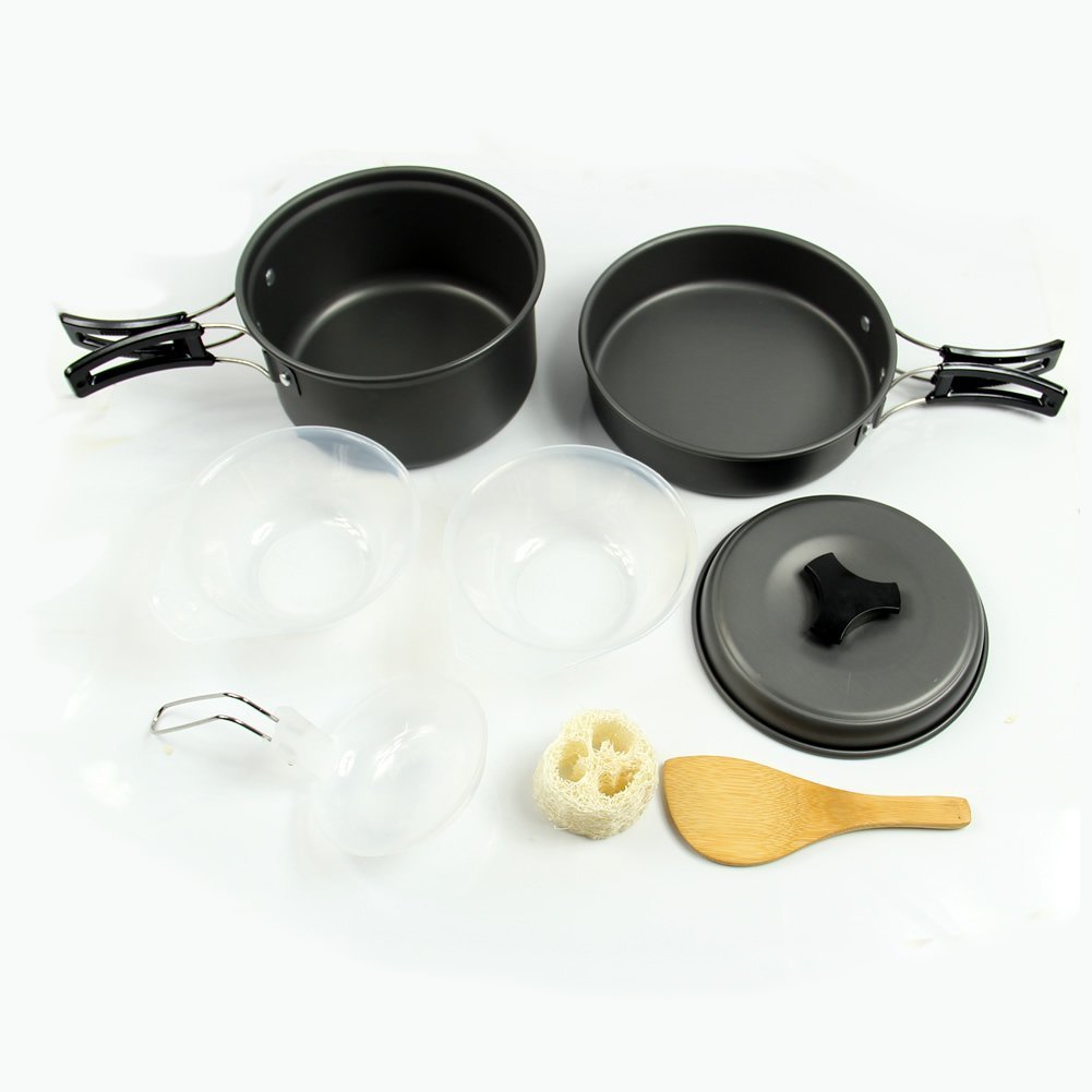 **Lightweight Camping Cookware Set - Portable Backpacking Mess Kit with Pots & Pans for Outdoor Picnics, Hiking & Survival Adventures**