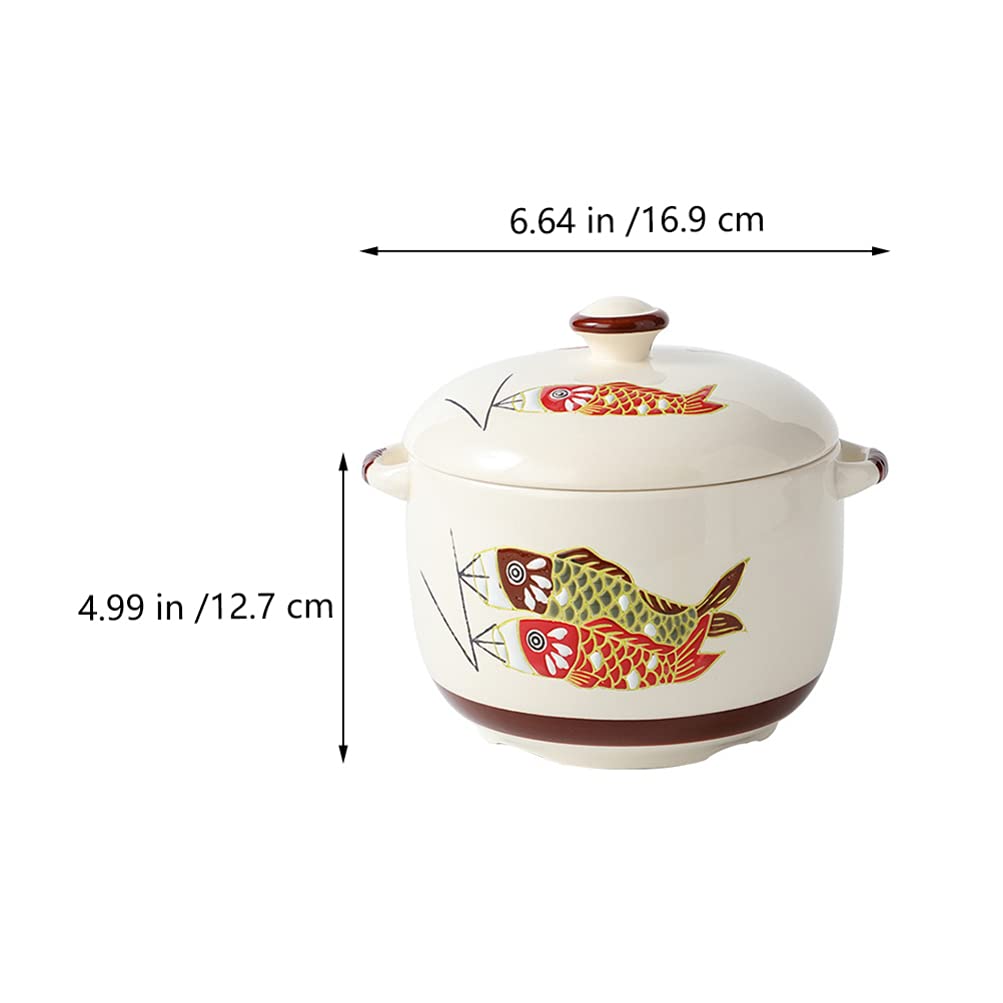 Premium Hemoton 1000ml Ceramic Stockpot with Lid - Japanese Round Stew Pot for Stovetop Cooking, Hot Pot, Soup & Stews - Durable Clay Cookware for Home Kitchen Use | Perfect for Family Meals, Entertaining & Asian Cuisine