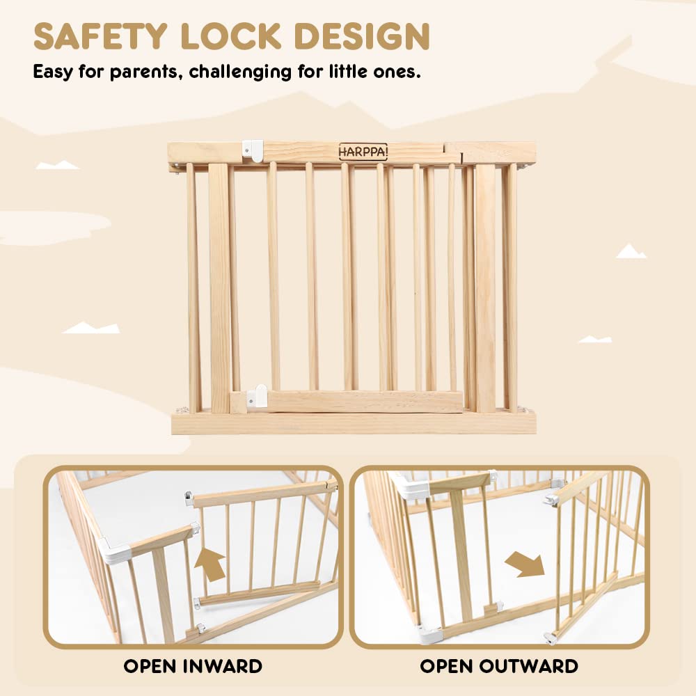 HARPPA Baby Safety Gate & Playpen - 60x71.5x24 Inches Toddler Play Yard Fence for Indoor/Outdoor Use - Perfect for Living Room, Stairs, Doorways & Play Areas