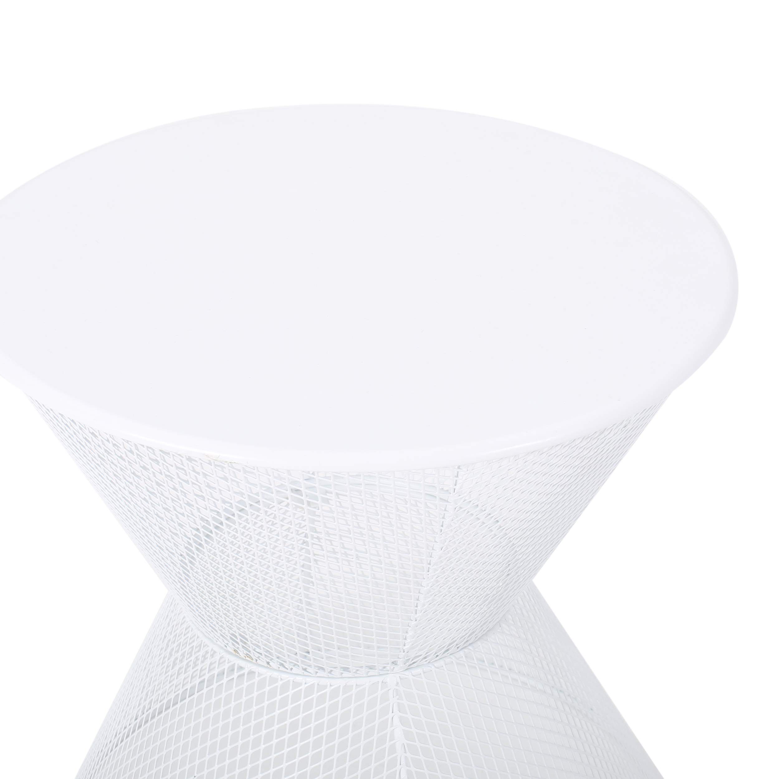 Modern Outdoor Iron Side Table - Matte White Finish, Durable & Weather-Resistant for Patio, Garden, or Poolside Decor