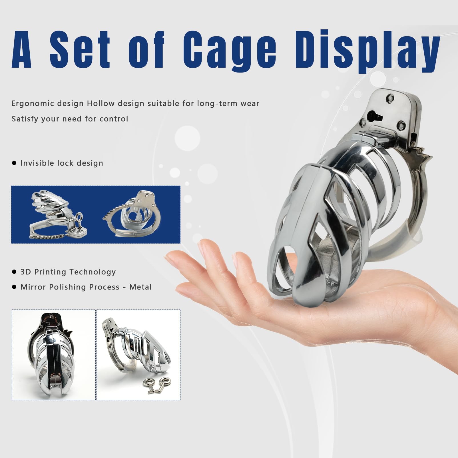 Adjustable Metal Chastity Cage for Men - Breathable Lockable Penis Cage Bondage SM Sissy Sex Toy - Perfect for BDSM, Role Play & Couples Play