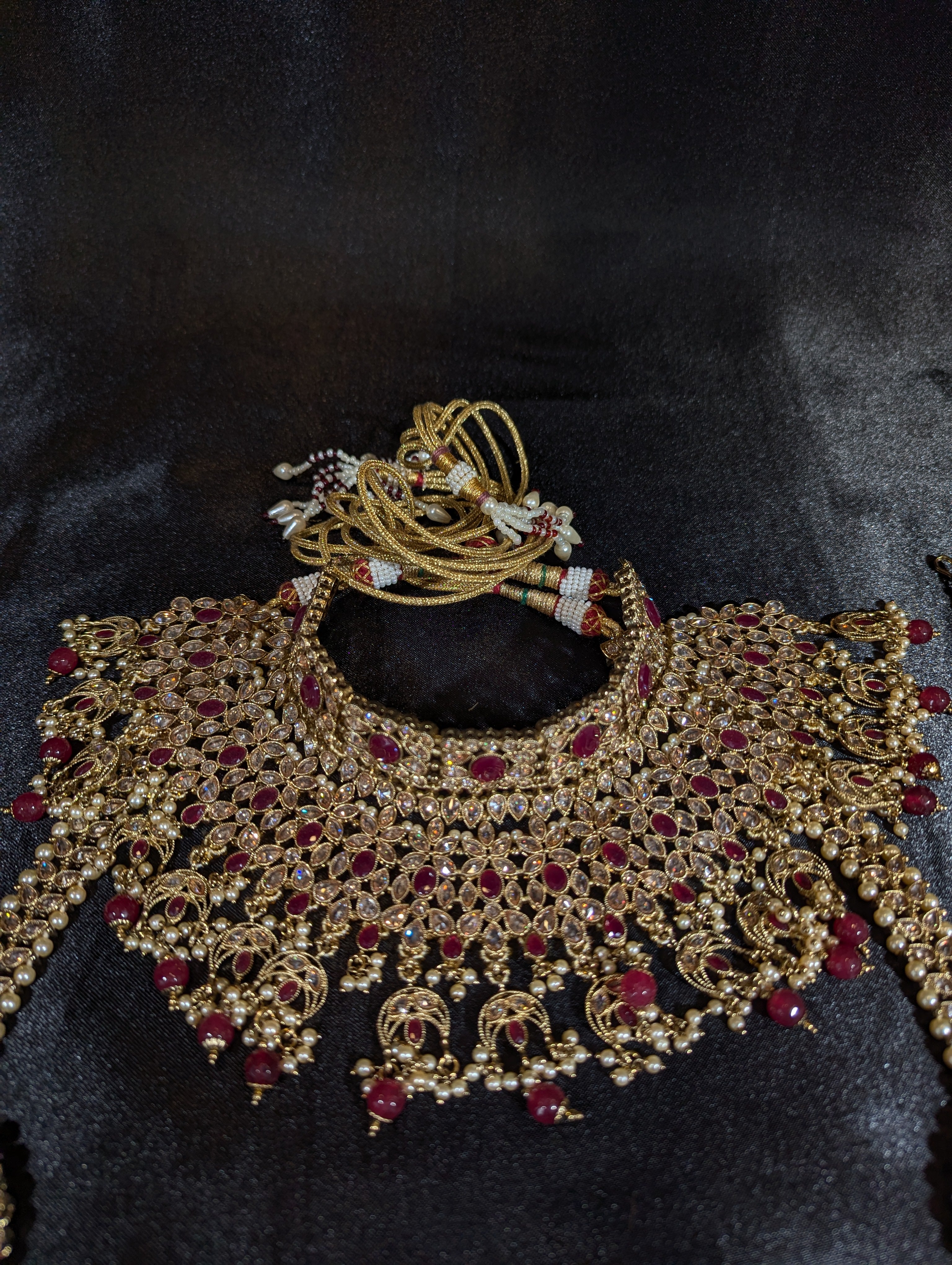 Aarya Bridal Polki Jewelry Set - Handmade Indian Kundan Necklace, Earrings & Maang Tikka for Wedding, Party & Special Occasions
