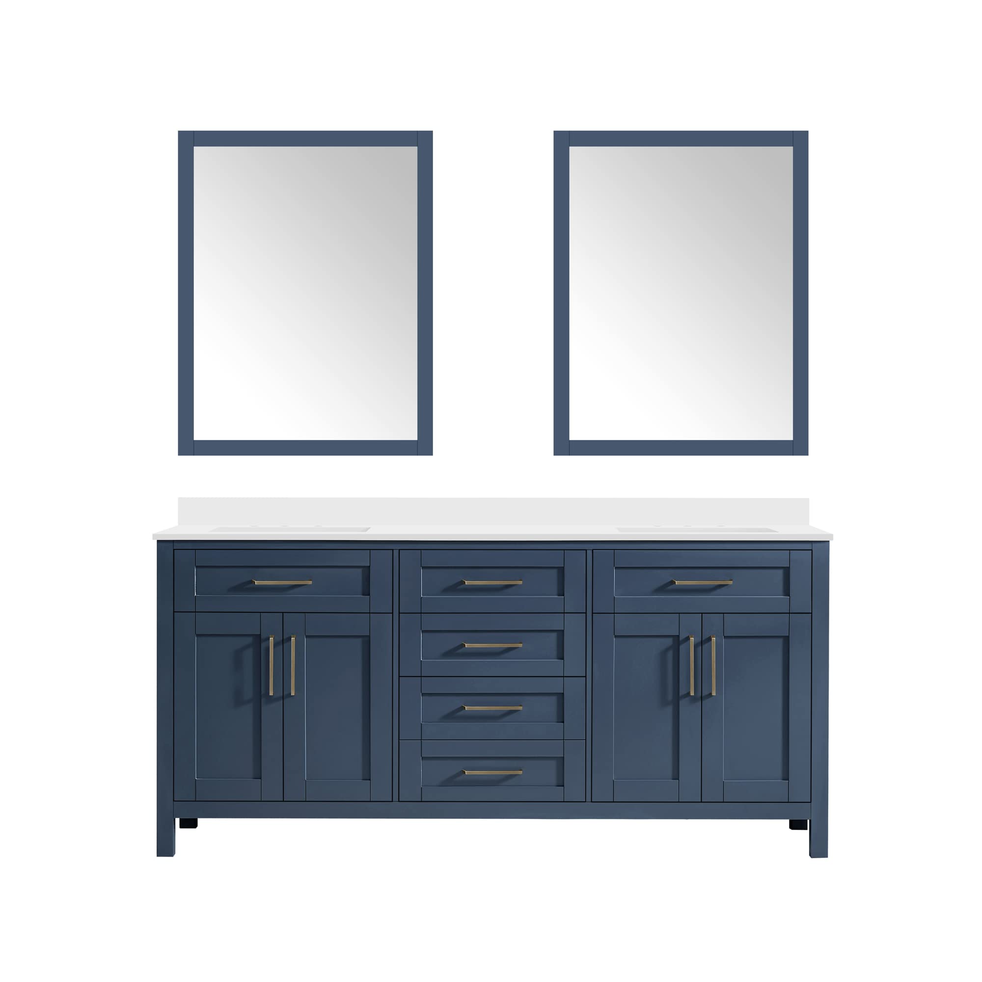 OVE Decors Tahoe 72-Inch Double Sink Bathroom Vanity Set in Midnight Blue with 2 Mirrors - Perfect for Master Bathroom Remodeling & Modern Home Decor