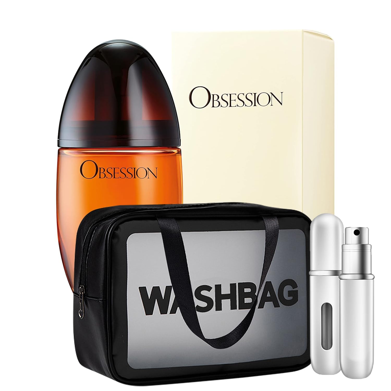Obsession Eau De Parfum for Women - 3.4 Oz Luxury Perfume Gift Set with Black Toiletry Bag & Refillable Bottle | Romantic Date Night, Evening Out, Special Occasion Fragrance
