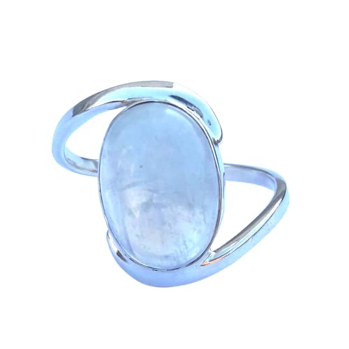 925 Sterling Silver Moonstone Ring – Natural Rainbow Moonstone Jewelry, June Birthstone Gift for Women, Boho Chic Style for Everyday Wear & Special Occasions