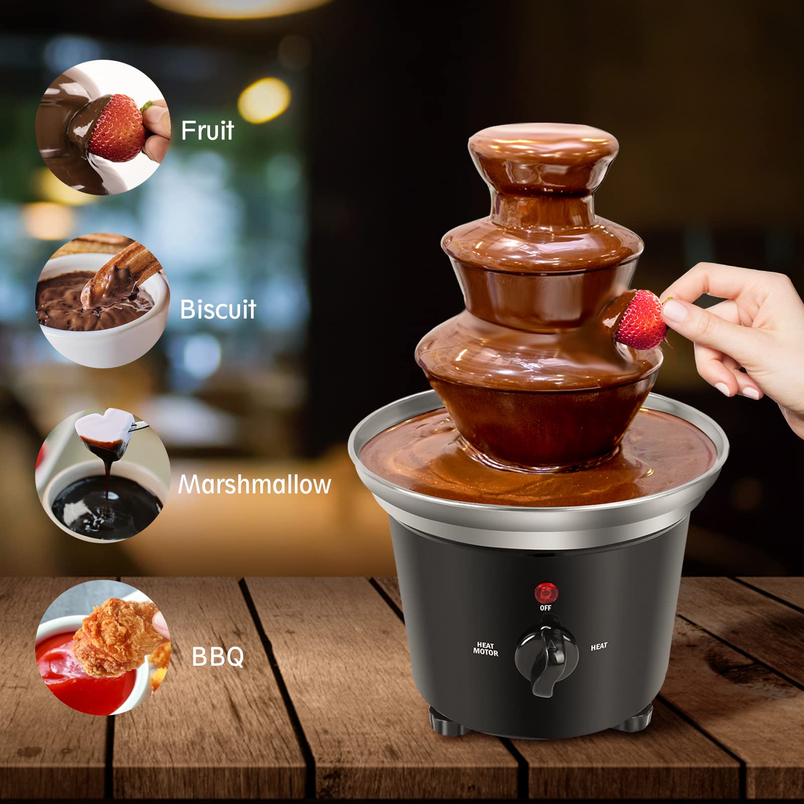3-Tier Chocolate Fountain Machine - BPA-Free Plastic Melting Warmer for Chocolate & Cheese (1.2L Capacity) | Perfect for Weddings, Birthday Parties & Catering Events | Indoor & Outdoor Dessert Station Centerpiece