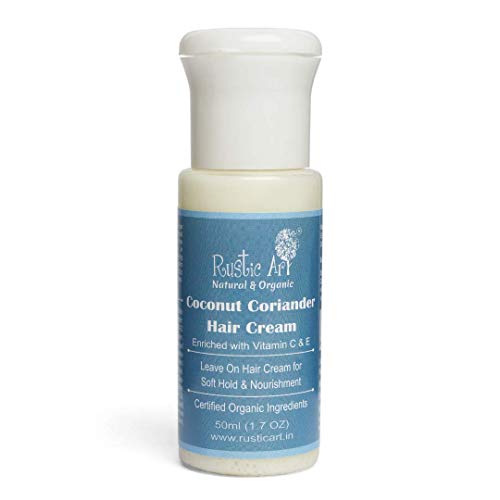 Organic Coconut & Coriander Hair Cream with Vitamin C - Natural Hold & Nourishment for Soft Hair (50ml) | Perfect for Dry, Damaged Hair & Daily Styling