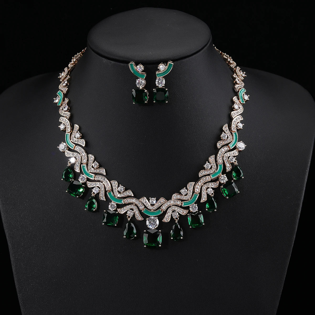 Stunning Multicolored Zirconia Necklace & Earring Set for Women - Perfect Bridal Jewelry & Wedding Gift - Elegant for Parties, Anniversaries & Special Occasions