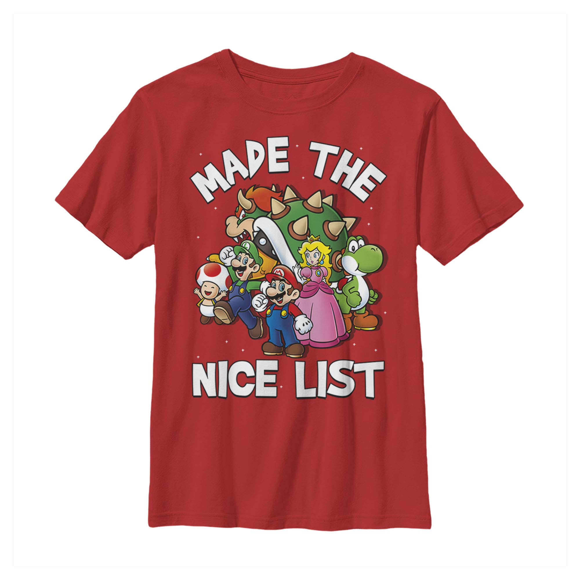 Nintendo Mario Character Nice List T-Shirt for Boys | Super Mario Bros Graphic Tee | Kids Video Game Shirt for Birthday & Cosplay