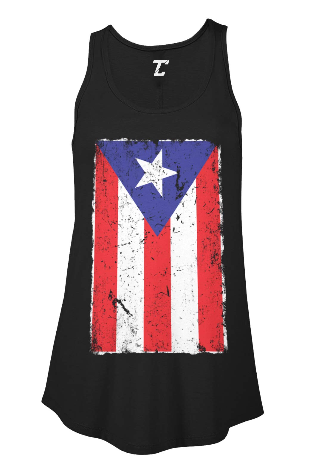 Distressed Puerto Rico Flag Print - Rican Latino Women's Flowly Tank Top | Breezy Summer Outfit, Beach Cover Up, Casual Streetwear