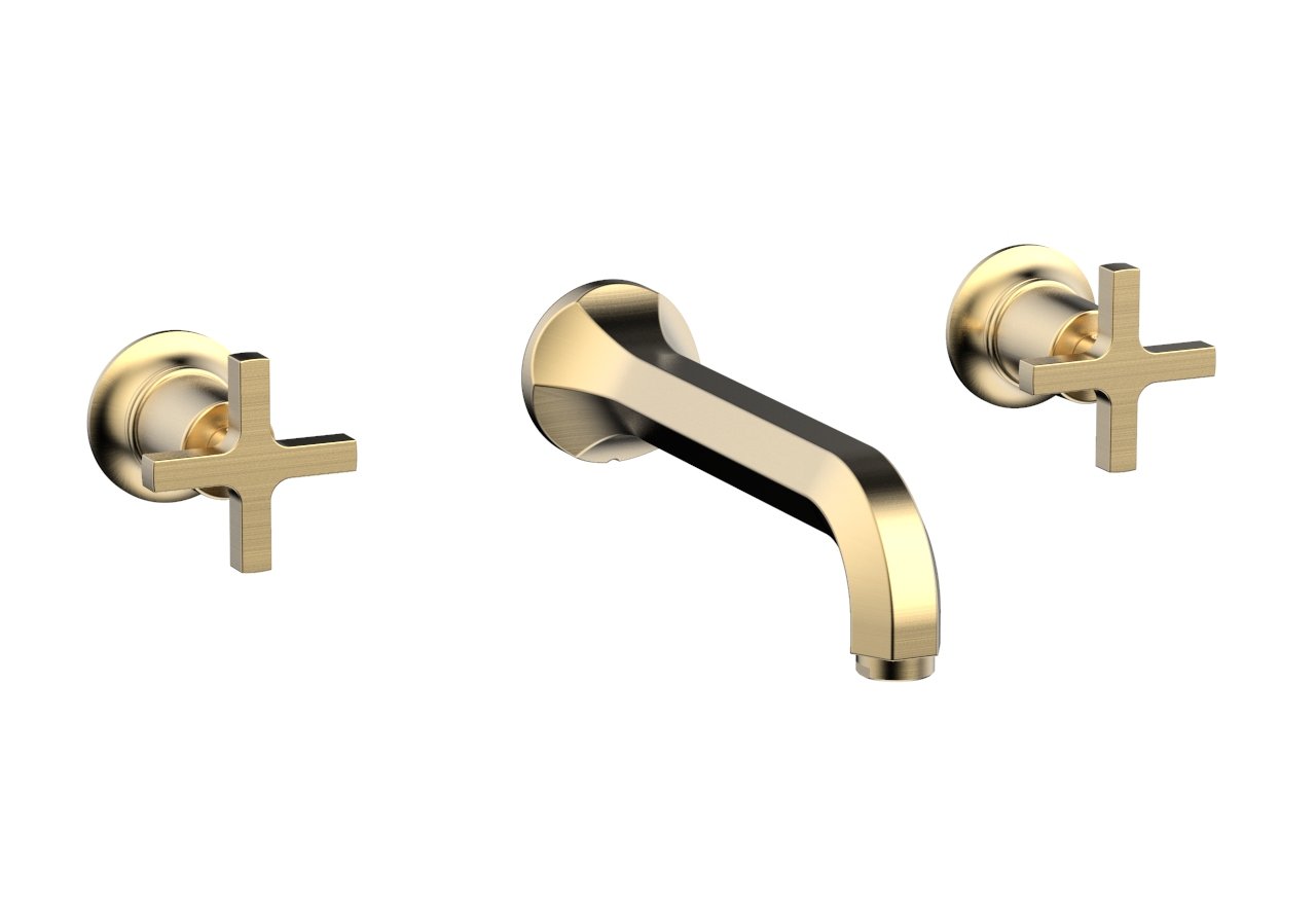 HEX MODERN Wall Mounted Lavatory Faucet Set with Cross Handles - Model 501 11 - Perfect for Modern Bathroom & Powder Room Renovations