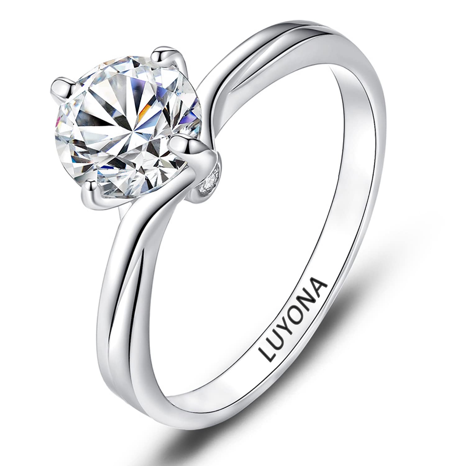 1 Carat Round Cut Moissanite Engagement Ring for Women - Personalized Engraved Anniversary Band Jewelry - Perfect for Proposals, Weddings & Special Occasions