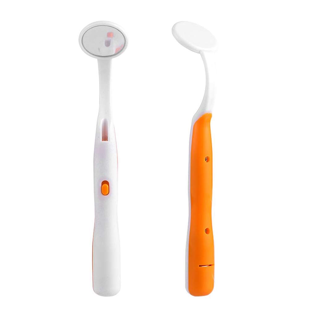 2 Pack LED Dental Mirror with Light - Anti-Fog Curved Angle Teeth Inspection Tool for Dentists & Oral Care | Perfect for Home Checkups, Professional Exams & Dental Hygiene