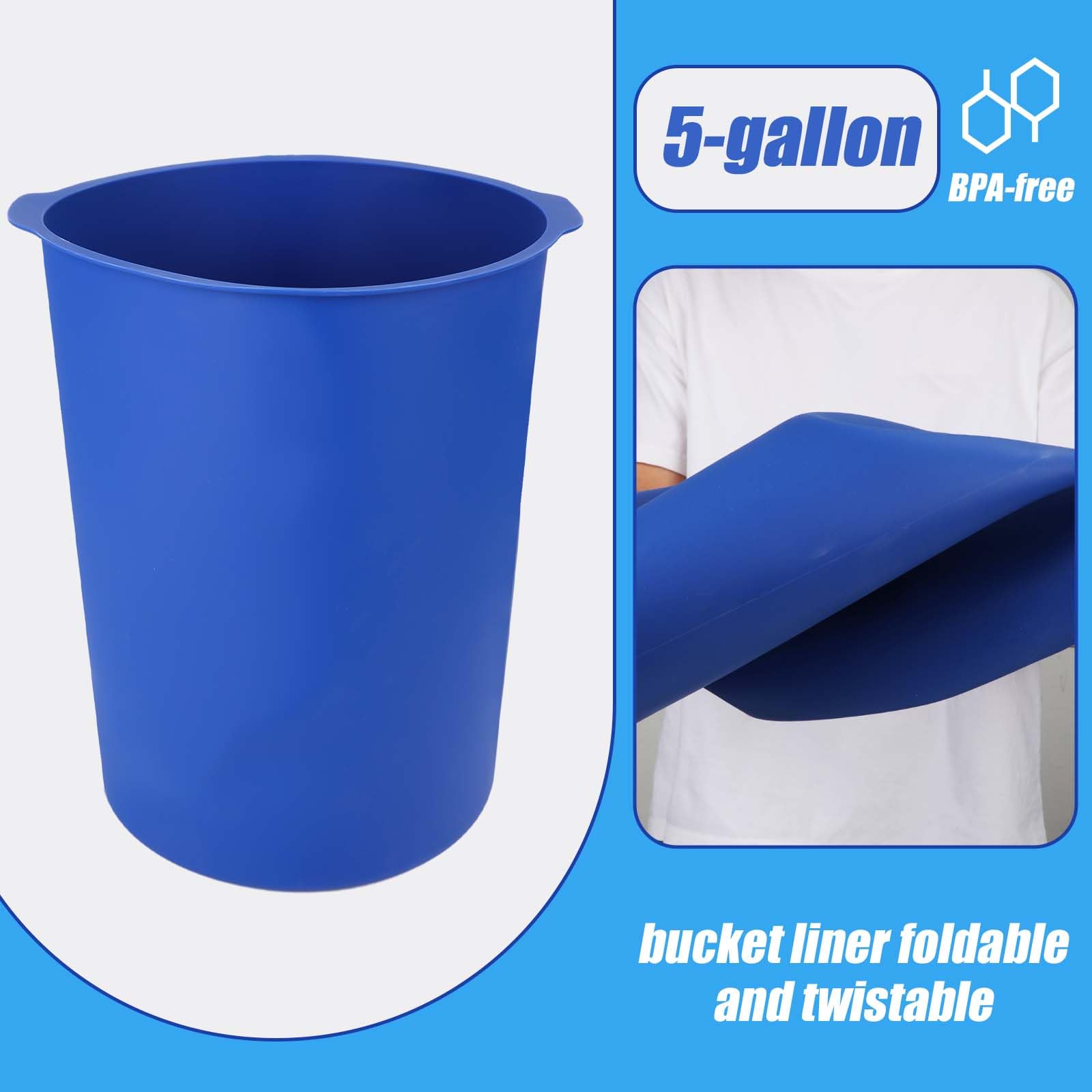 5 Gallon Reusable Silicone Bucket Liner with Inner Wall Measuring Scale - Durable Rubber Liner for Thin Mortar, Concrete Mixtures & DIY Projects - Perfect for Construction, Home Improvement and Crafting
