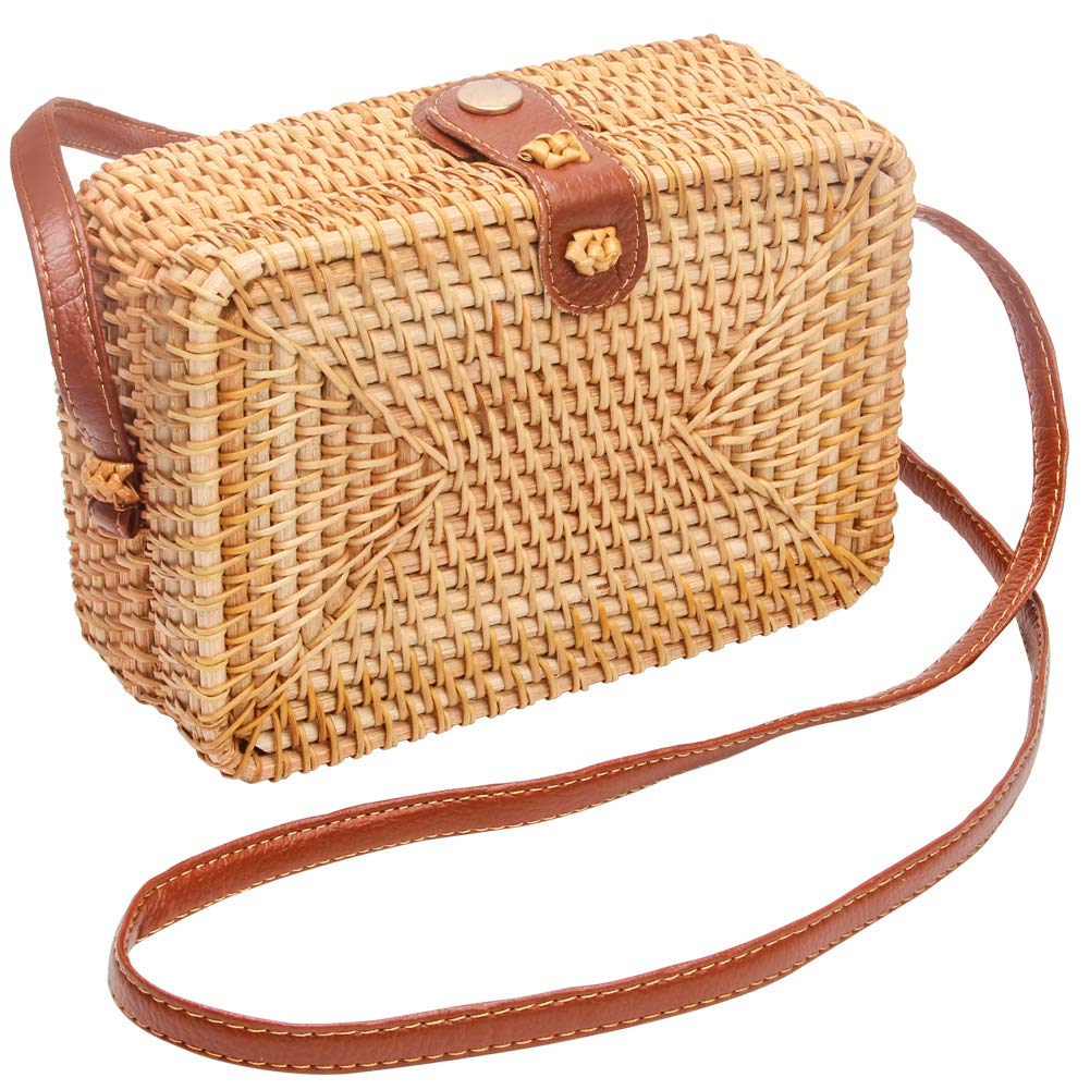 Stylish Woven Rattan Crossbody Bag for Women - Boho Round & Square Handbag Clutch - Perfect for Beach, Vacation, and Summer Outfits