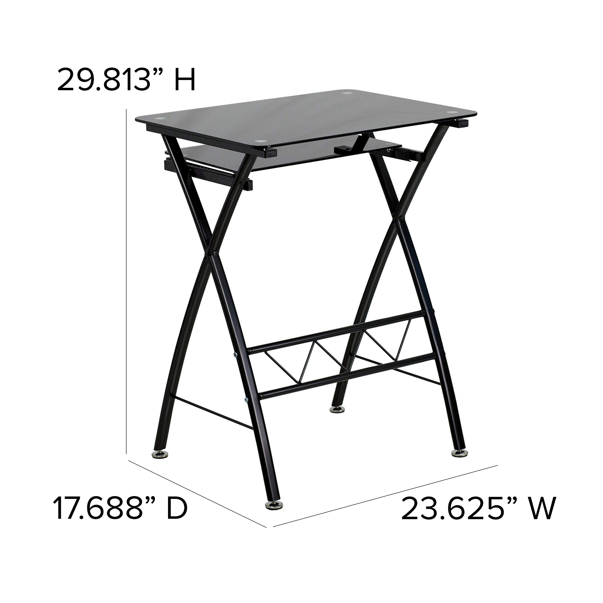 Flash Furniture Norris Black Tempered Glass Computer Desk with Pull-Out Keyboard Tray - Modern Home Office Desk for Work, Study & Gaming - Durable Glass Writing Table for Small Spaces & Apartments