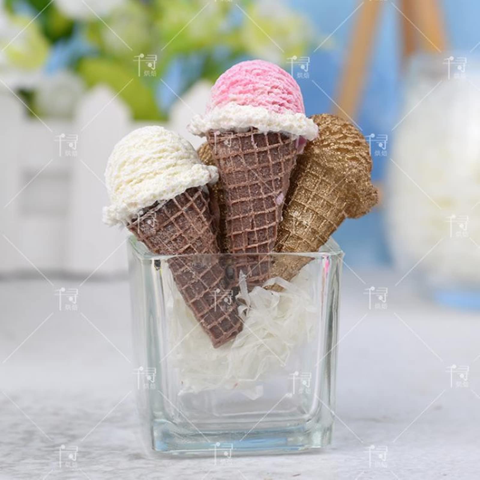 6 Pcs Silicone Ice Cream Cone Molds for Popsicles, Chocolate, Candy & Cake Decorating - Reusable Baking Tools for Summer Desserts, DIY Treats & Party Decorations