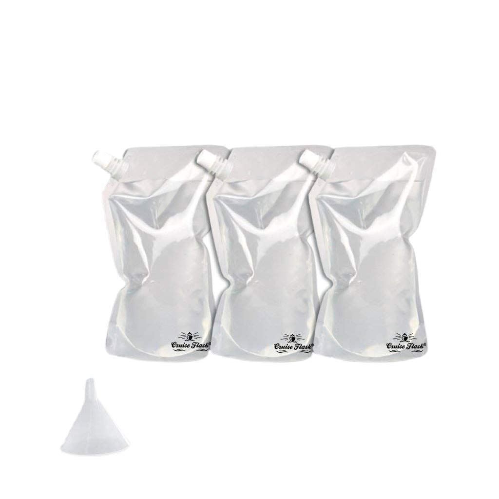 Discreet Reusable Cruise Flask Kit - 3 Pack (8oz Each) with Funnel - Perfect for Travel, Vacations & Sneaking Alcohol Onboard - Portable Liquor Container for Parties & Outdoor Adventures
