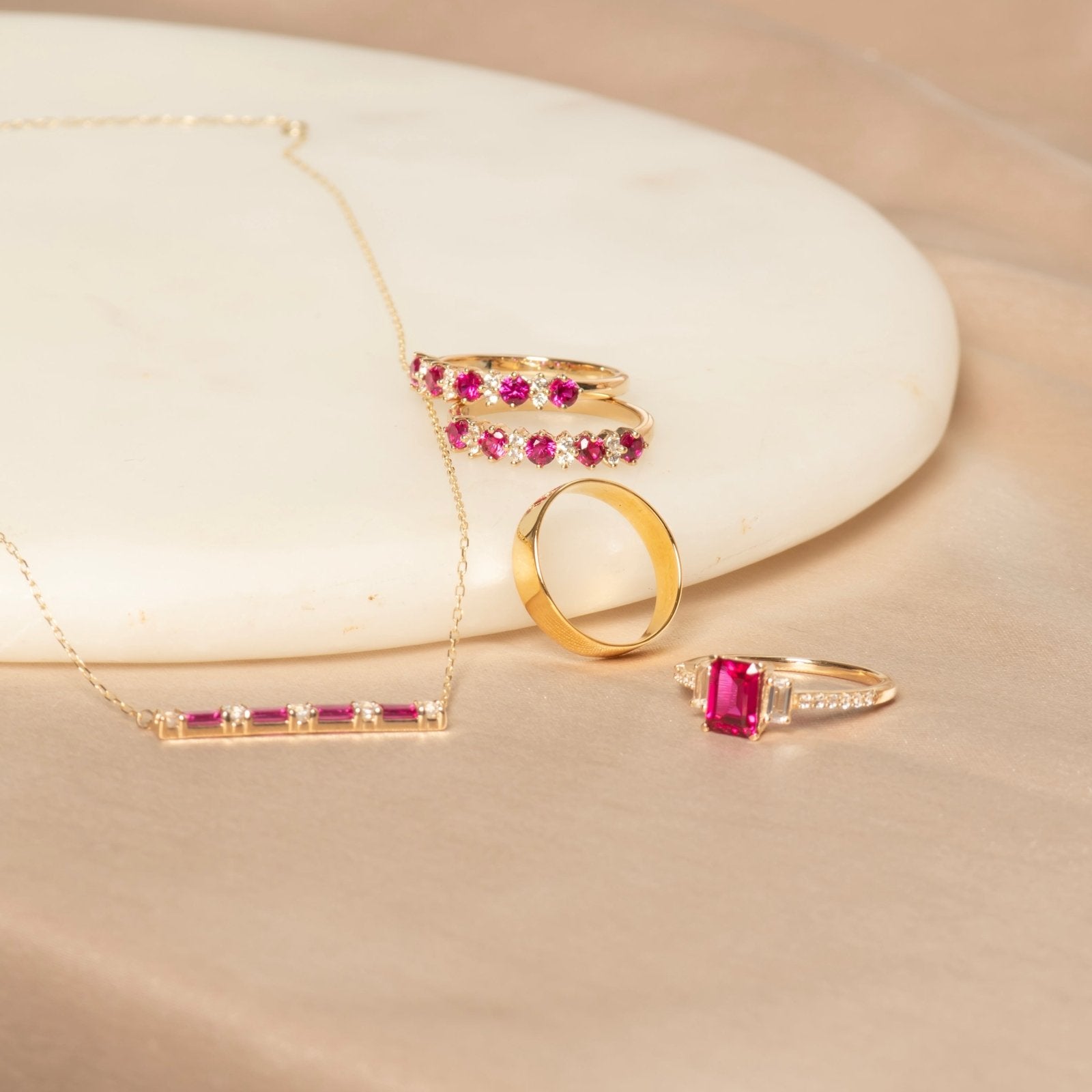 10k Yellow Gold Ruby and White Sapphire Half Eternity Ring for Women - Elegant Wedding Band, Anniversary Gift, Promise Ring for Her - Perfect for Engagements, Valentine's Day & Special Occasions