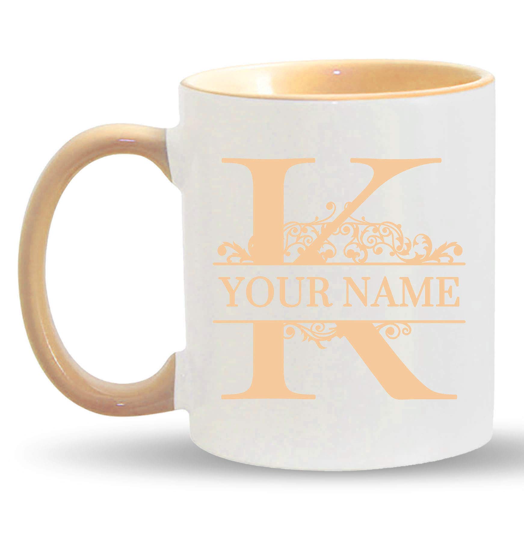 Personalized Monogram Coffee Mug - Custom Name Ceramic Cup - 11oz Coffee Mug for Office, Home & Gifts - Engraved Drinkware for Coffee, Tea & Hot Beverages