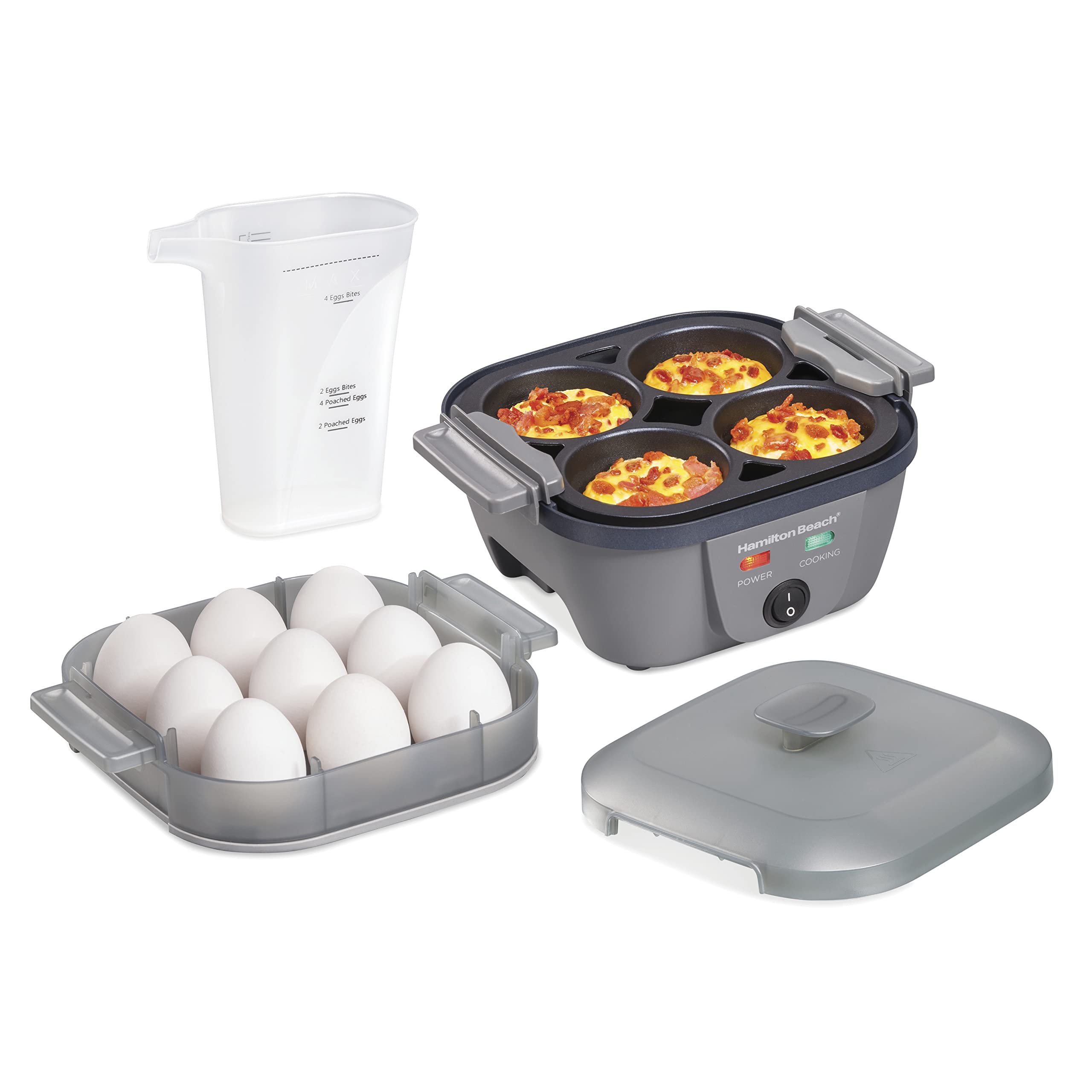Hamilton Beach 6-in-1 Electric Egg Cooker - Hard Boiled Eggs, Sous Vide Egg Bites, Poached Eggs & 5.25