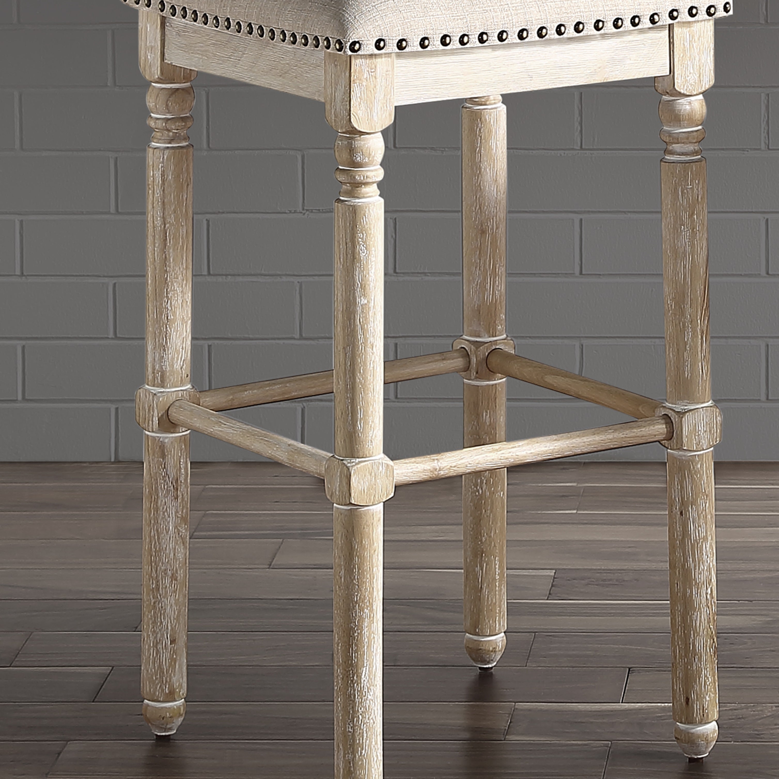 Roundhill Furniture Arnhem Wood Upholstered Bar Stools, Tan, Set of 2 - Modern Kitchen Counter Stools for Breakfast Nook, Bar & Home Decor