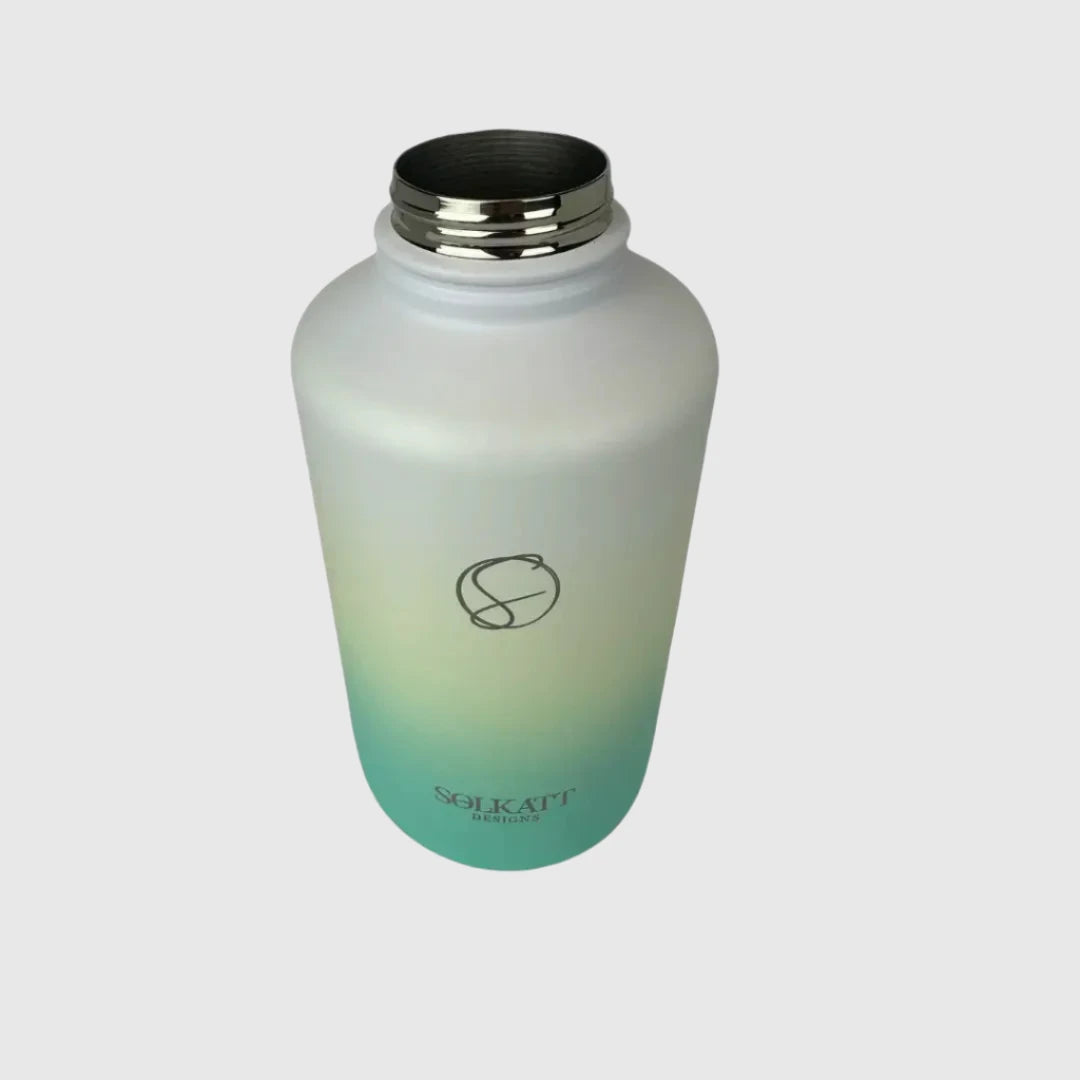 Premium Ocean Aqua Insulated Water Bottle 1.9L (64oz) - Stainless Steel Vacuum Flask with Leakproof Lid - Keep Drinks Cold 24Hrs/Hot 12Hrs - Perfect for Gym, Hiking, Camping & Outdoor Activities