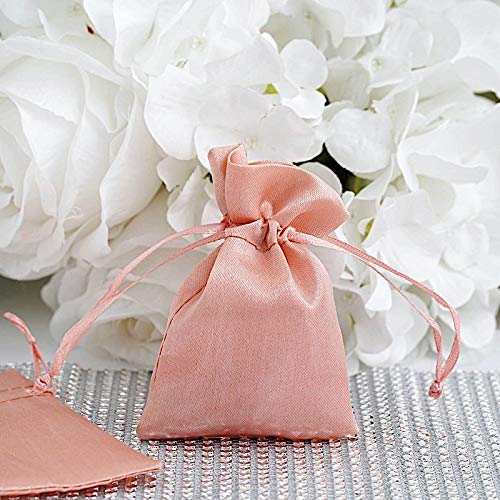 60-Pack 3x4 Inch Dusty Rose Satin Drawstring Bags - Wedding Favors, Party Gifts, Jewelry Pouches, Candy Bags - Perfect for Bridal Showers, Baby Showers & Birthday Party Favors