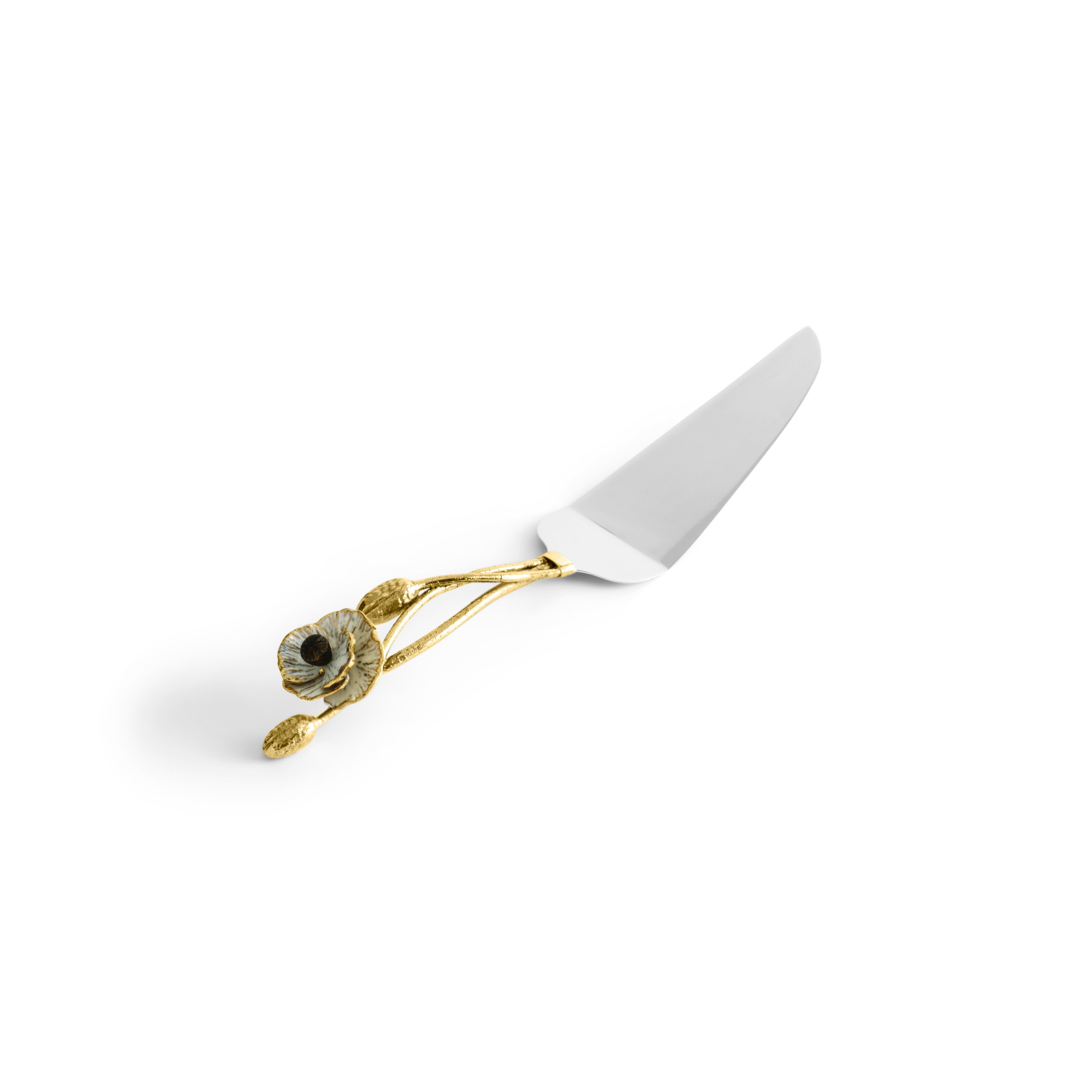Stainless Steel Anemone Cake Server - Elegant Cake Cutting and Serving Tool for Weddings, Birthdays, and Special Occasions