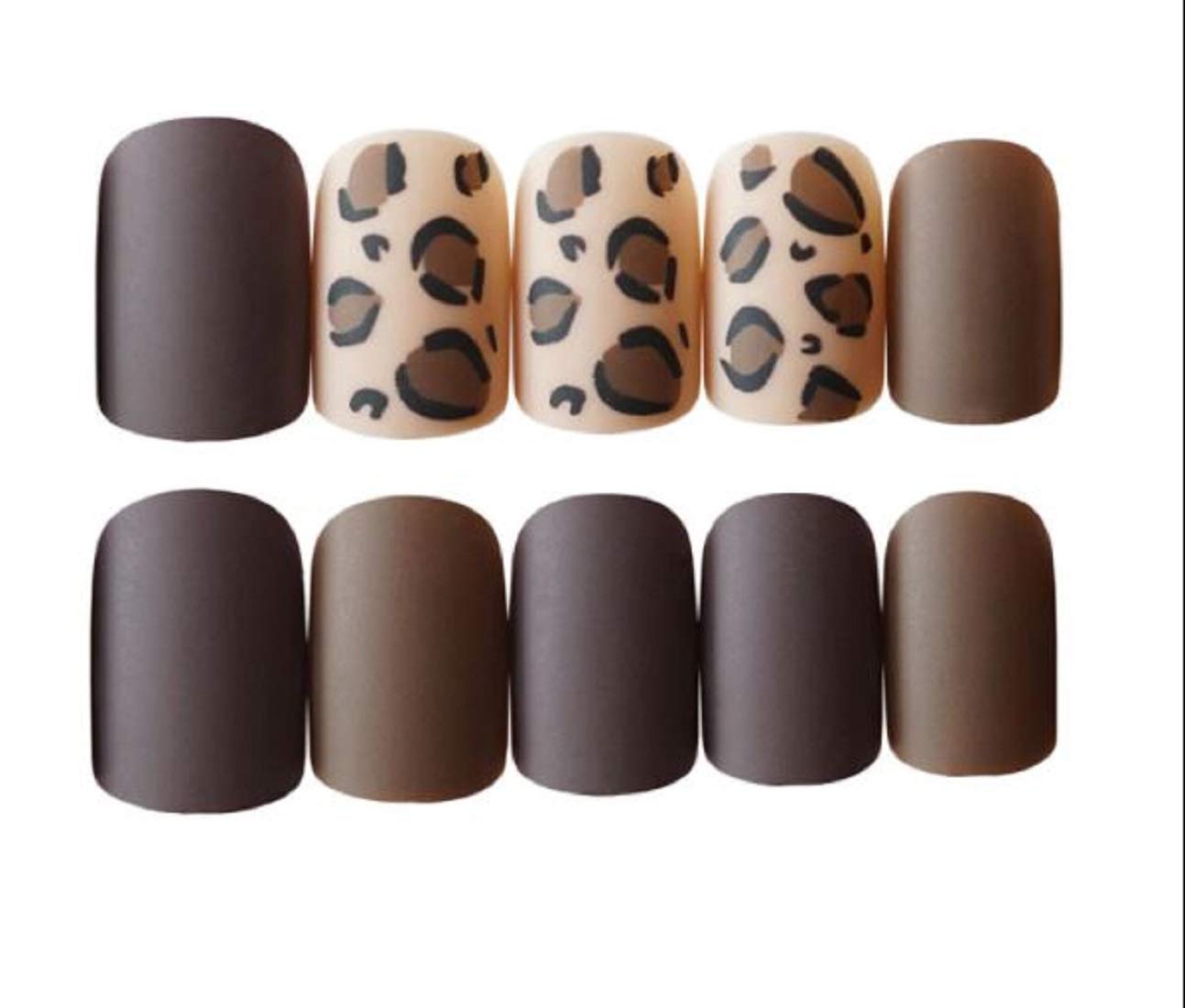 24-Piece Brown Purple Tiger Print Press-On Nails Set - Matte Finish Long Fake Nails with Nail Glue & Sticker Kit for Women | Easy DIY Nail Extensions for Parties, Weddings & Special Occasions