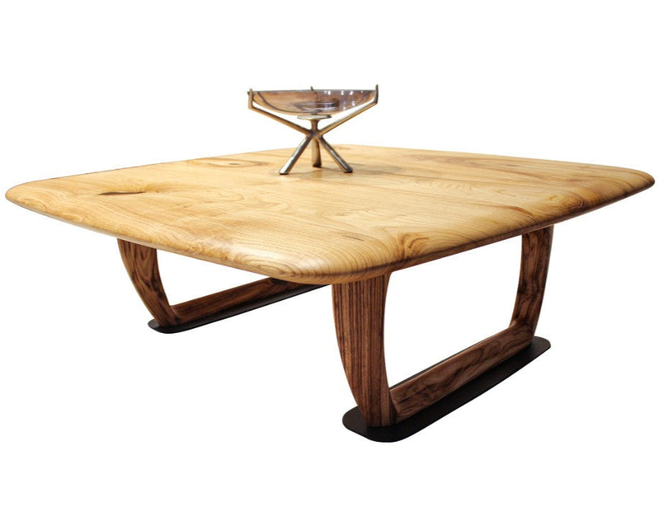Rustic Solid Chestnut Wood Coffee Table with Natural Wood Legs - Perfect for Living Room, Farmhouse Decor & Cozy Home Style
