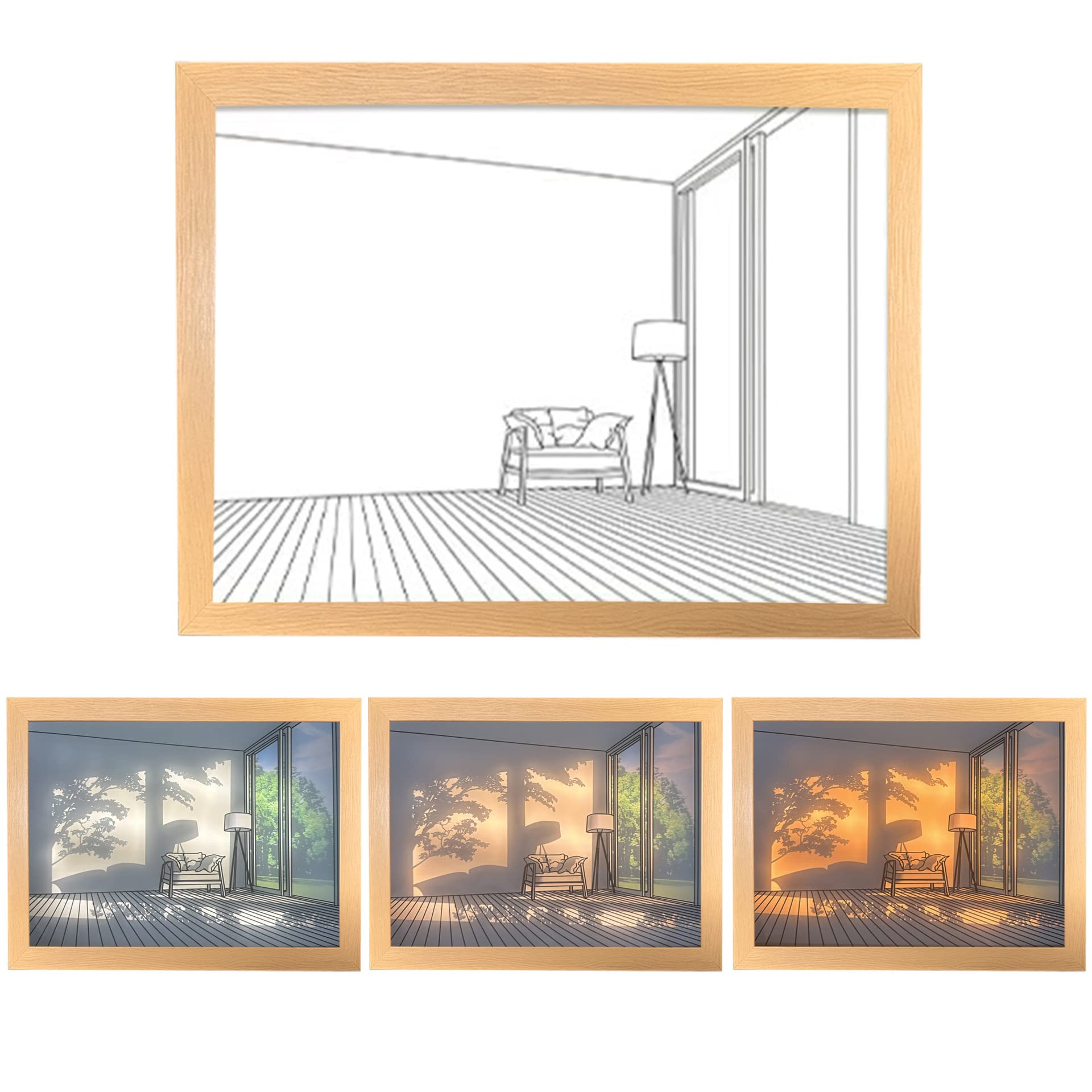 3 Colors LED Light Painting Wall Decor - Modern Art Picture Frame with Adjustable Lighting for Home, Bedroom & Living Room | Creative Night Light, Bedside Lamp & Ambient Lighting Decor