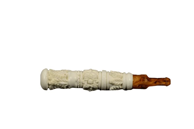 Hand Carved Meerschaum Cigarette Holder - Premium Turkish Block Meerschaum Pipe - Elegant Smoking Accessory for Men & Collectors - Perfect for Relaxation, Gifts & Special Occasions