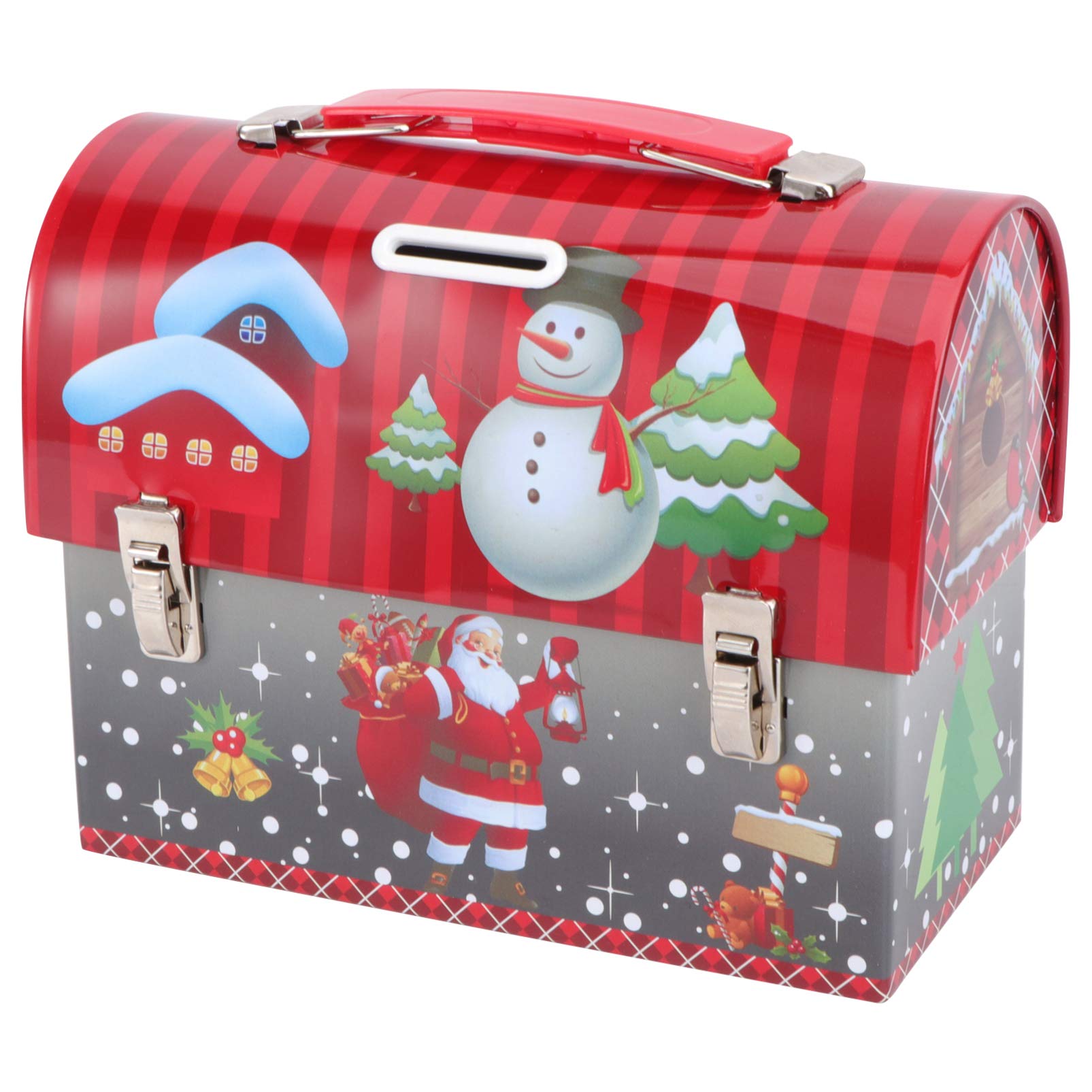 SOIMISS Christmas Tinplate Cookie Box - Holiday Candy Storage & Gift Wrapping Box with Festive House Design - Perfect for Xmas Treats, Party Favors & Home Decor