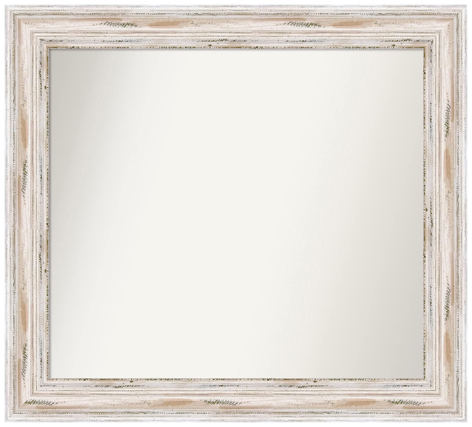 Amanti Art Alexandria White Wash Non-Beveled Custom Wall Mirror - 28x31 Inch Bathroom Mirror with White Frame - Available in Various Custom Sizes - Perfect for Bathroom, Bedroom, and Entryway Décor