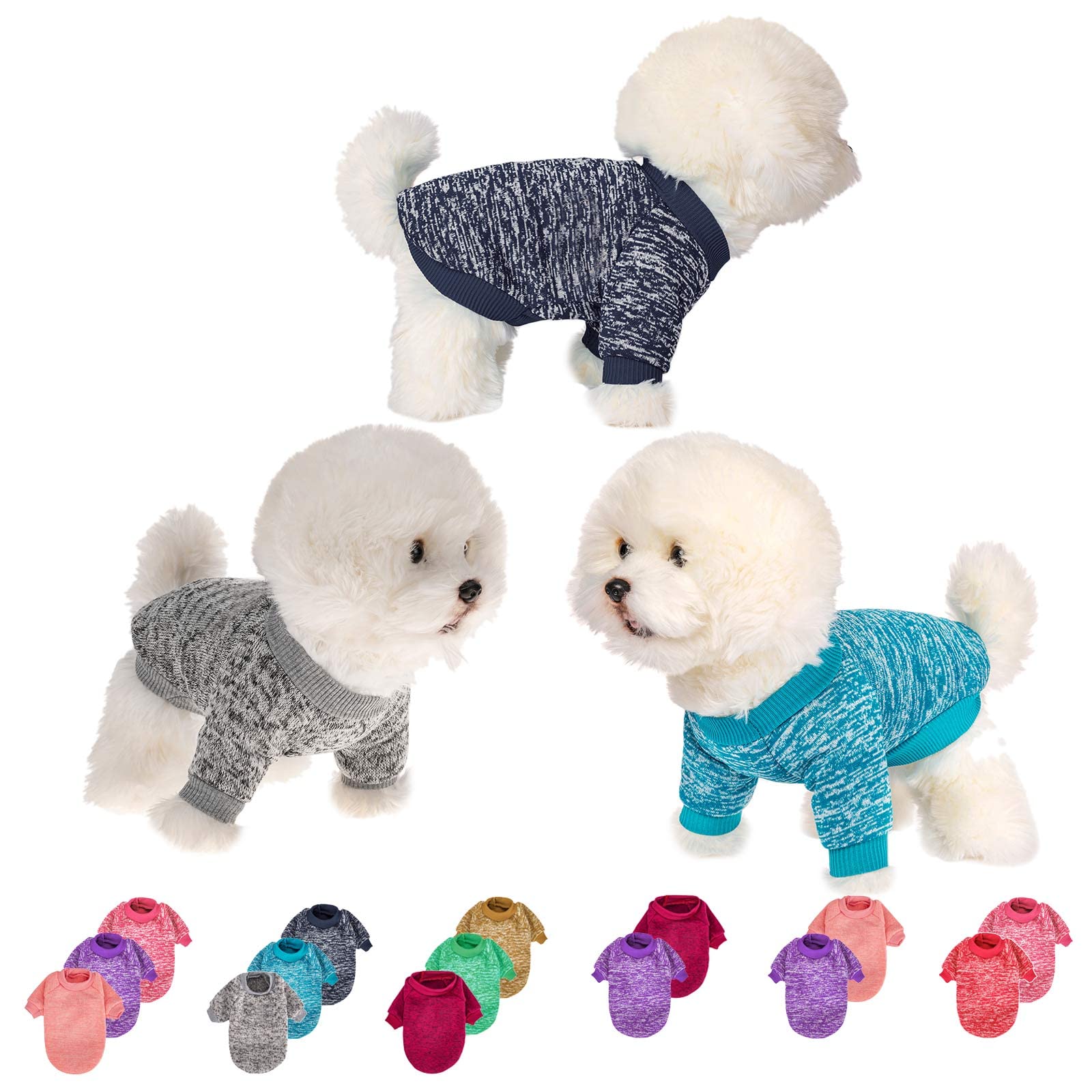 Warm & Soft Dog Sweater for Small, Medium & Large Dogs - 2/3 Pack Cozy Pet Clothes for Puppies & Cats - Winter Christmas Dog Shirt Vest Coat for Boys & Girls | Perfect for Indoor/Outdoor Winter Walks & Holiday Photos