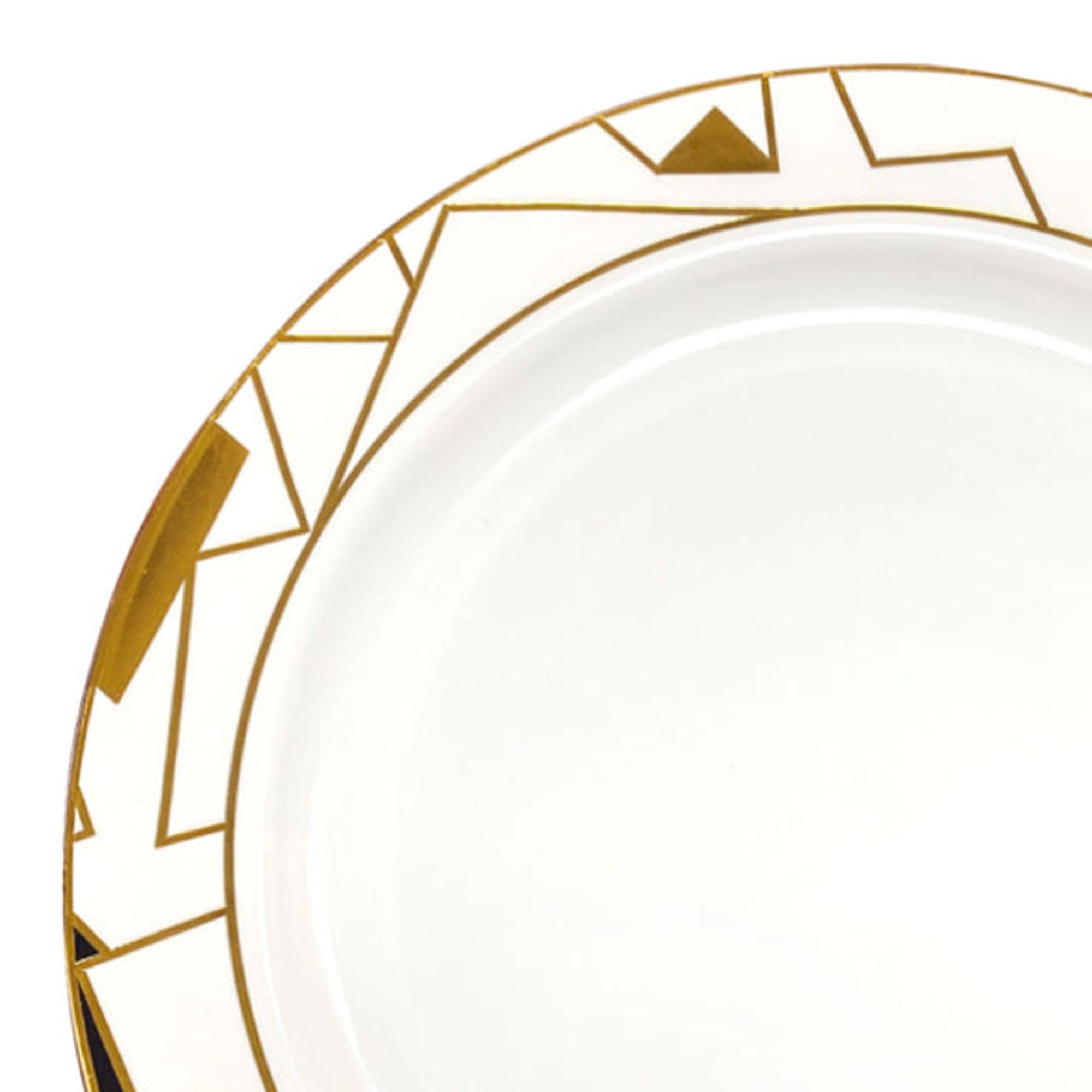 Elegant Disposable Plastic Dinnerware Sets - Heavy Duty Lotus Design Plates for Weddings, Birthdays & Special Events | Premium White & Gold 10.25