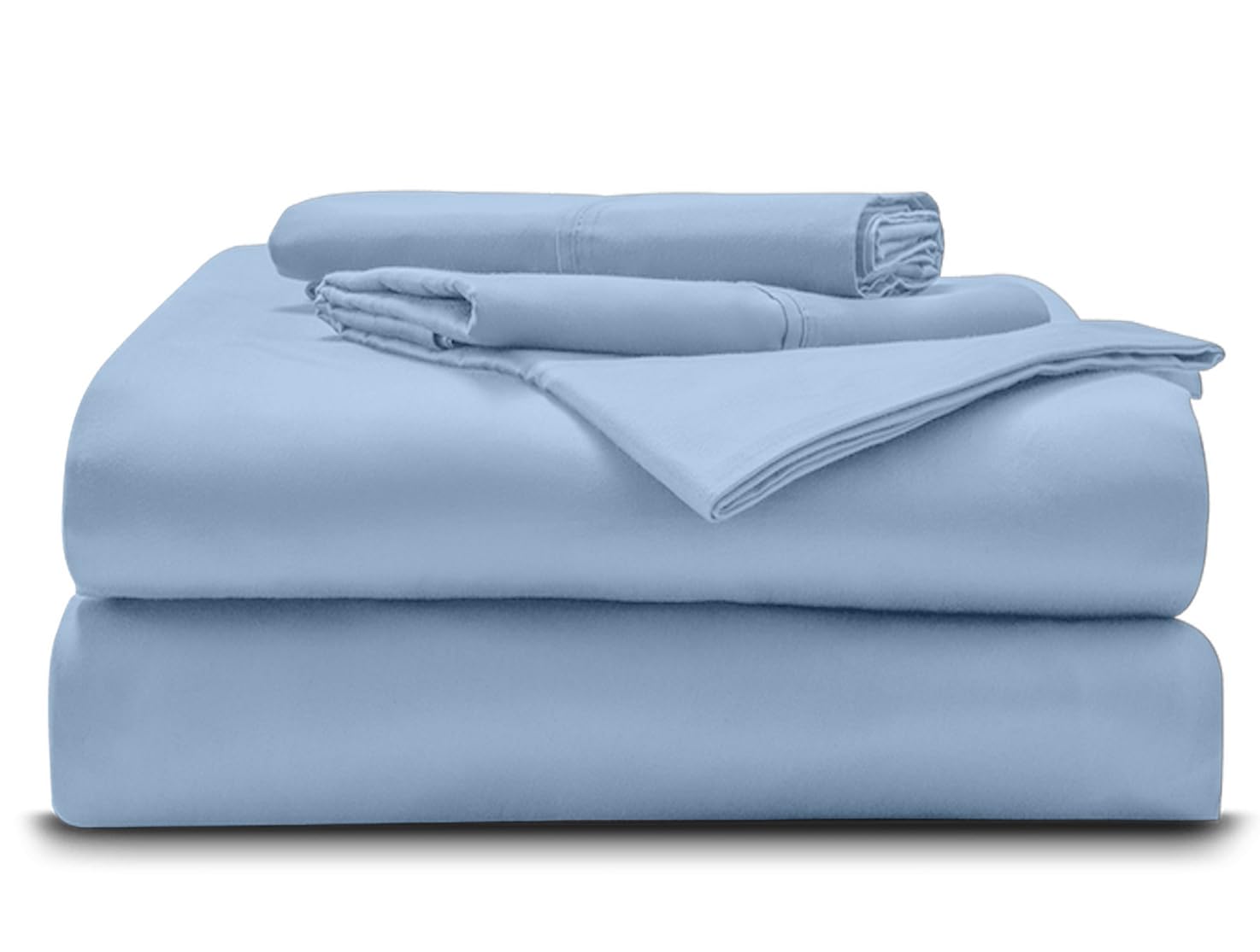 100% Organic Cotton Twin Sheets Set - 800 Thread Count Long-Staple Cotton 4-Piece Bedding (Twin, Light Blue) | Breathable Luxury Sateen Weave | Fits 10