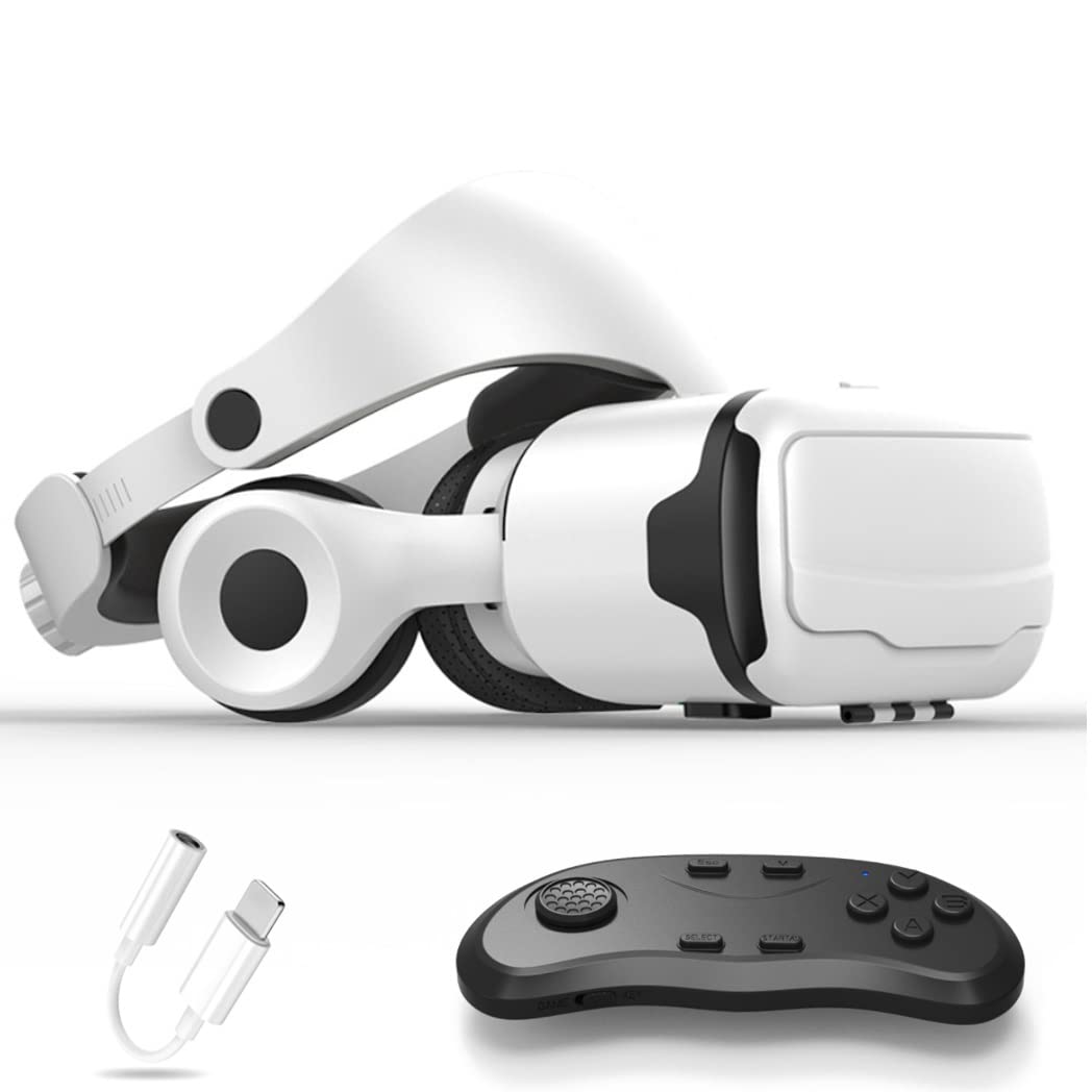 3D VR Headset with Bluetooth Controller - Compatible with iPhone 13 Pro Max/13 Pro/13/12/11, Samsung Galaxy S21, Huawei & Xiaomi Series - Immersive Virtual Reality Experience for Gaming, Movies & Education (Color: Black, OS: iOS/Android)