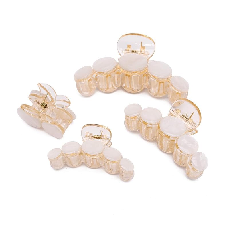 Belicia 4 Pack Large Grip Hair Claw Clips for Thin Hair - Non-Slip Hair Clips for Women & Girls, Strong Hold Jaw Clamp Barrettes (Mermaid Style) - Perfect for School, Work, Gym & Everyday Hairstyles