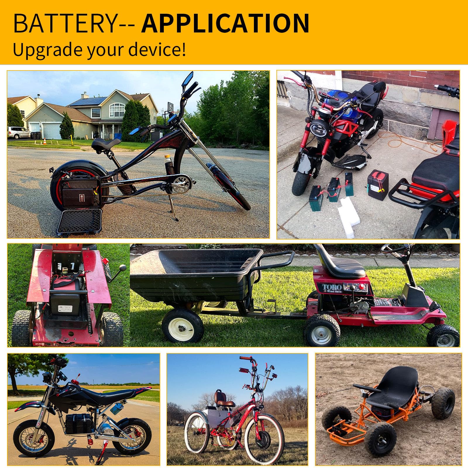 48V 52V 60V 72V Ebike Battery - 10AH to 50AH Lithium Ion/LiFePO4 Battery Pack with 3A/5A Charger & 50A/80A BMS - Compatible with 300W-4500W Motors - Perfect for Electric Bikes, Scooters, and DIY EV Projects